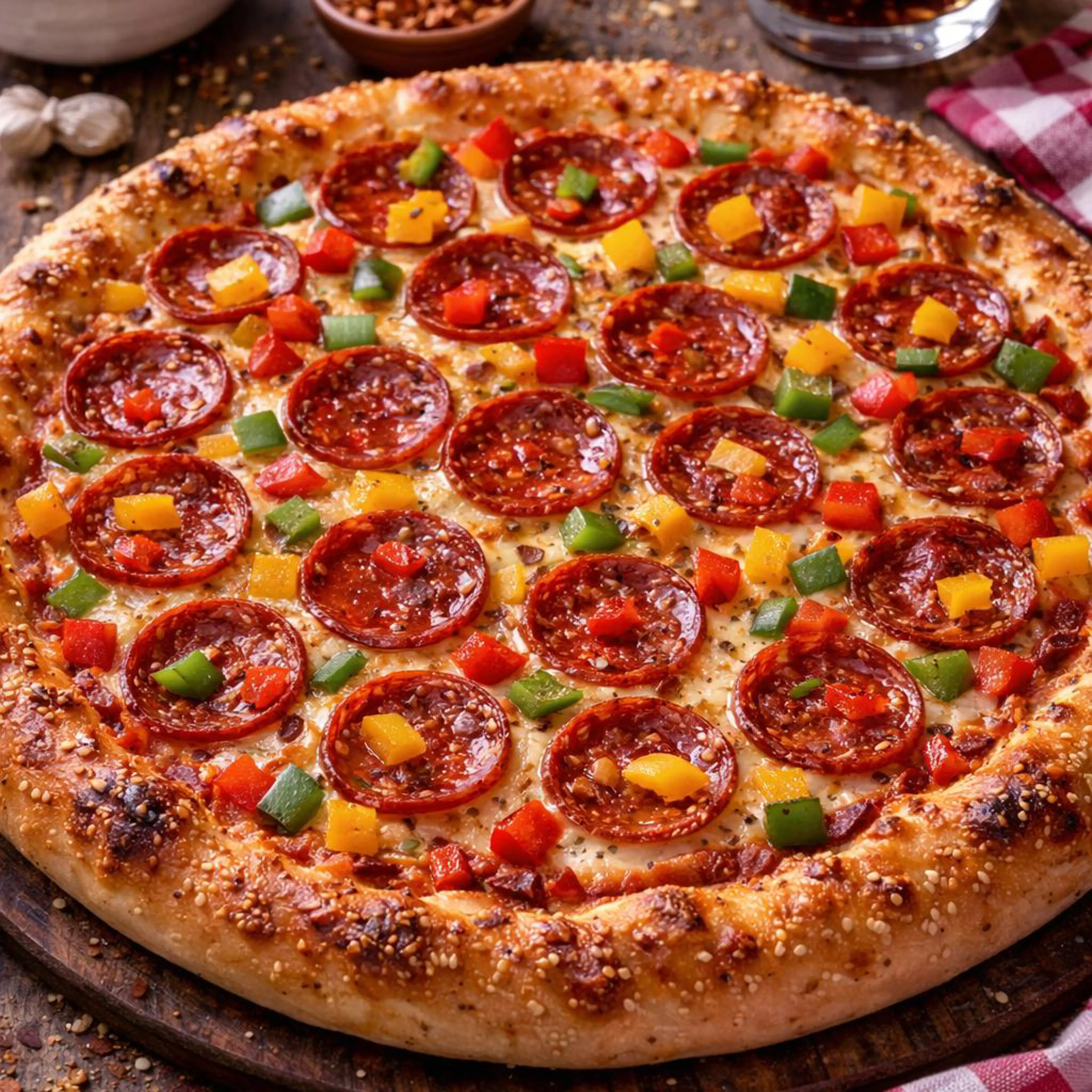 American-Style Pizza with Peppers