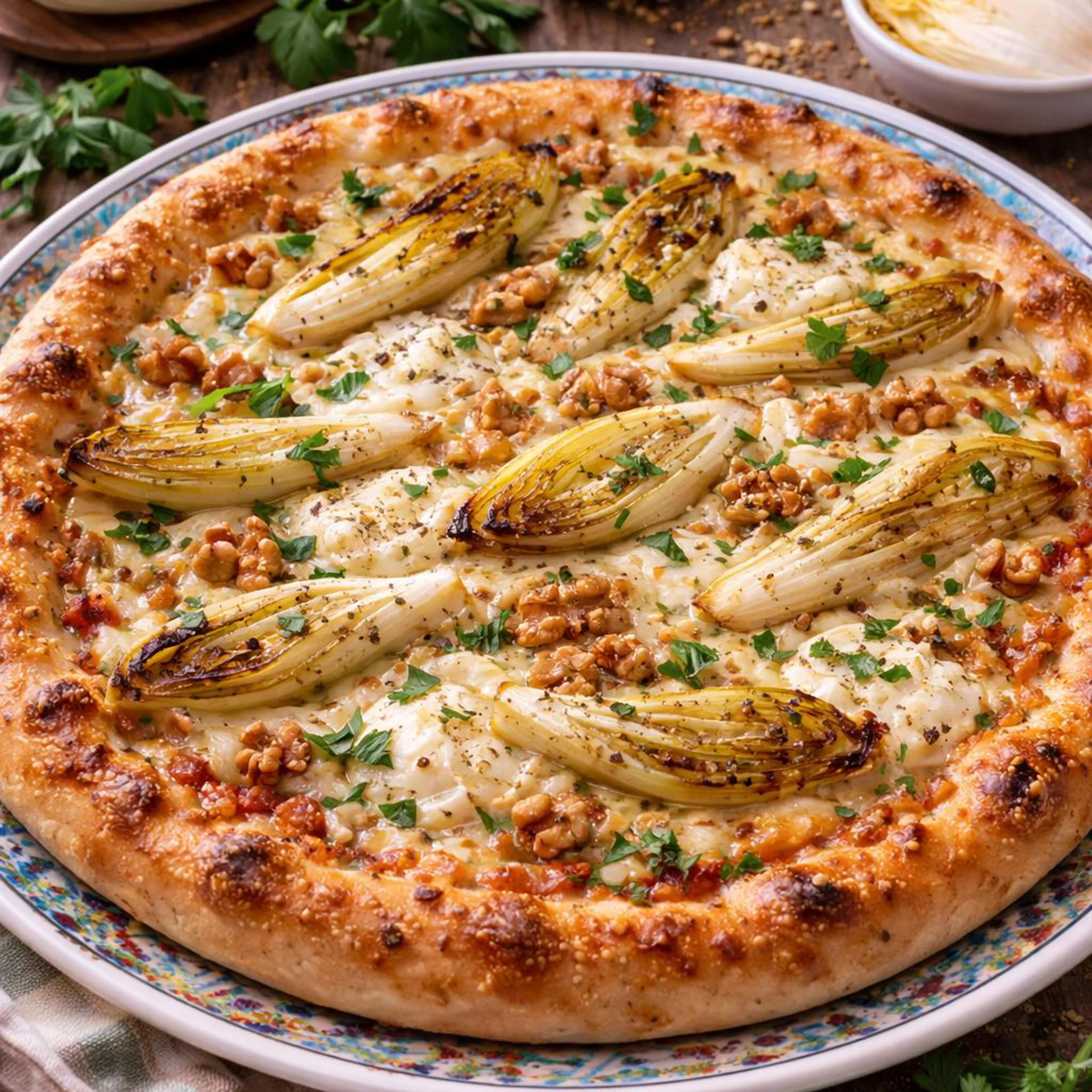 Pizza with Belgian Endive