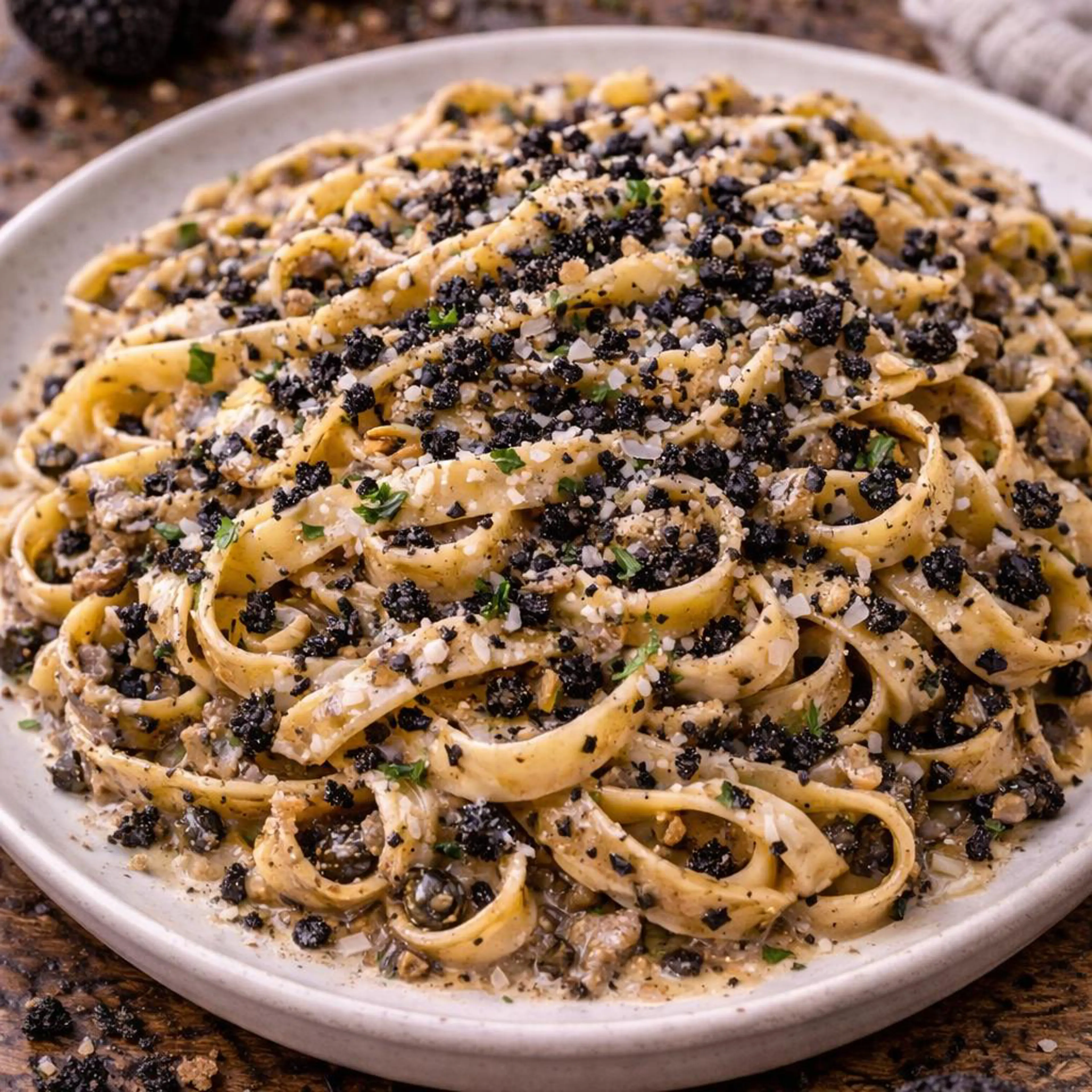 Tagliatelle z czarną truflą