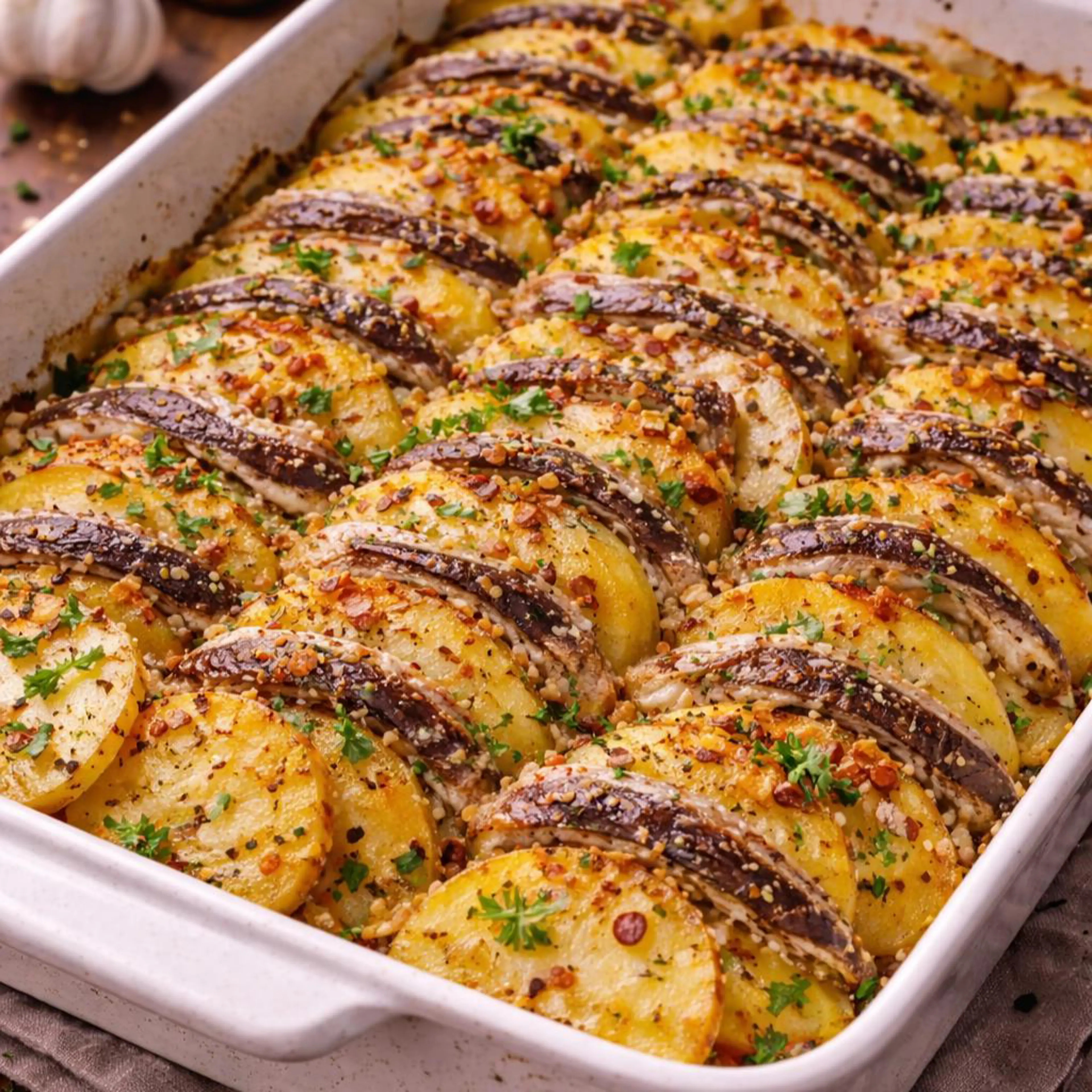 Zapiekanka z anchois i ziemniaków