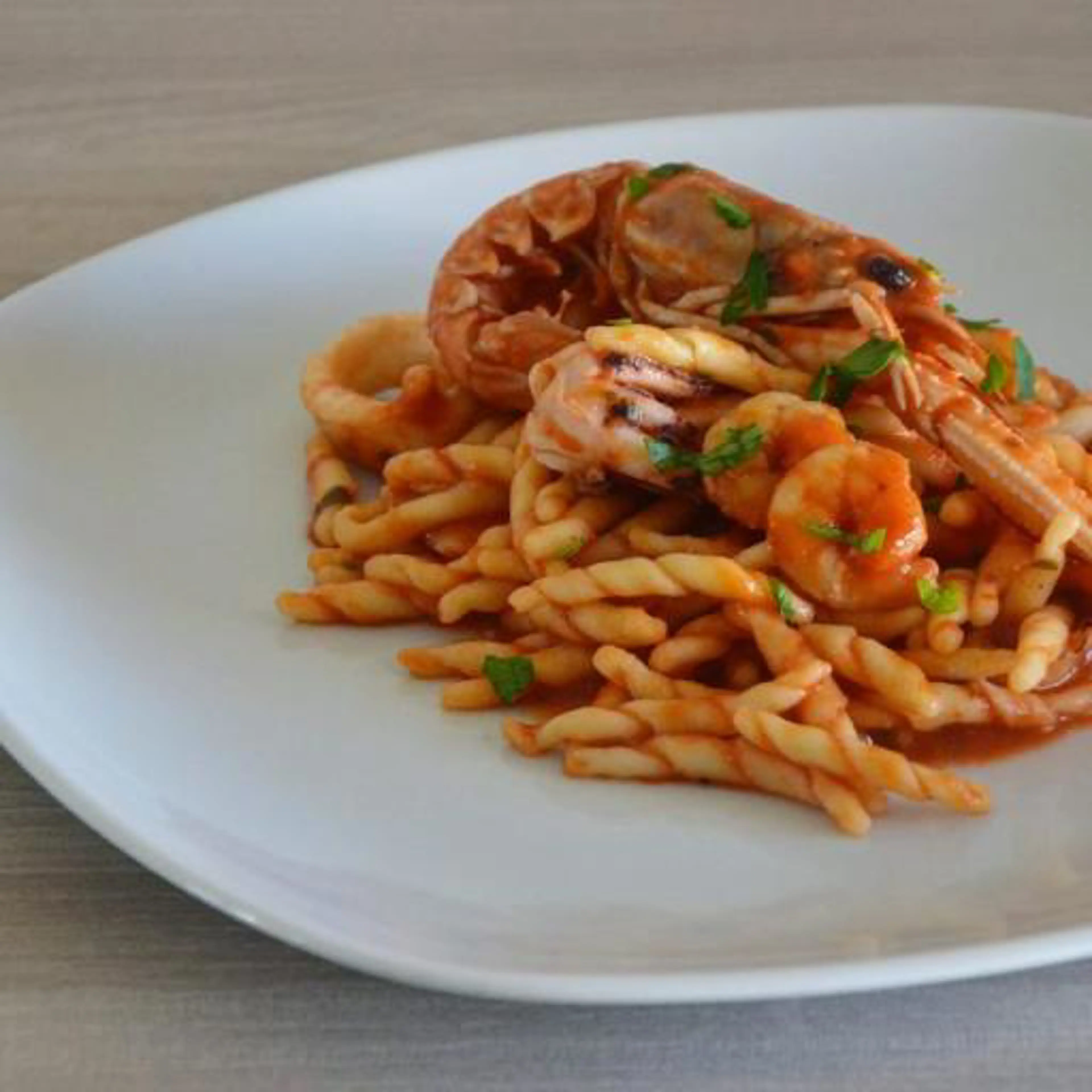 Trofiette con scampi