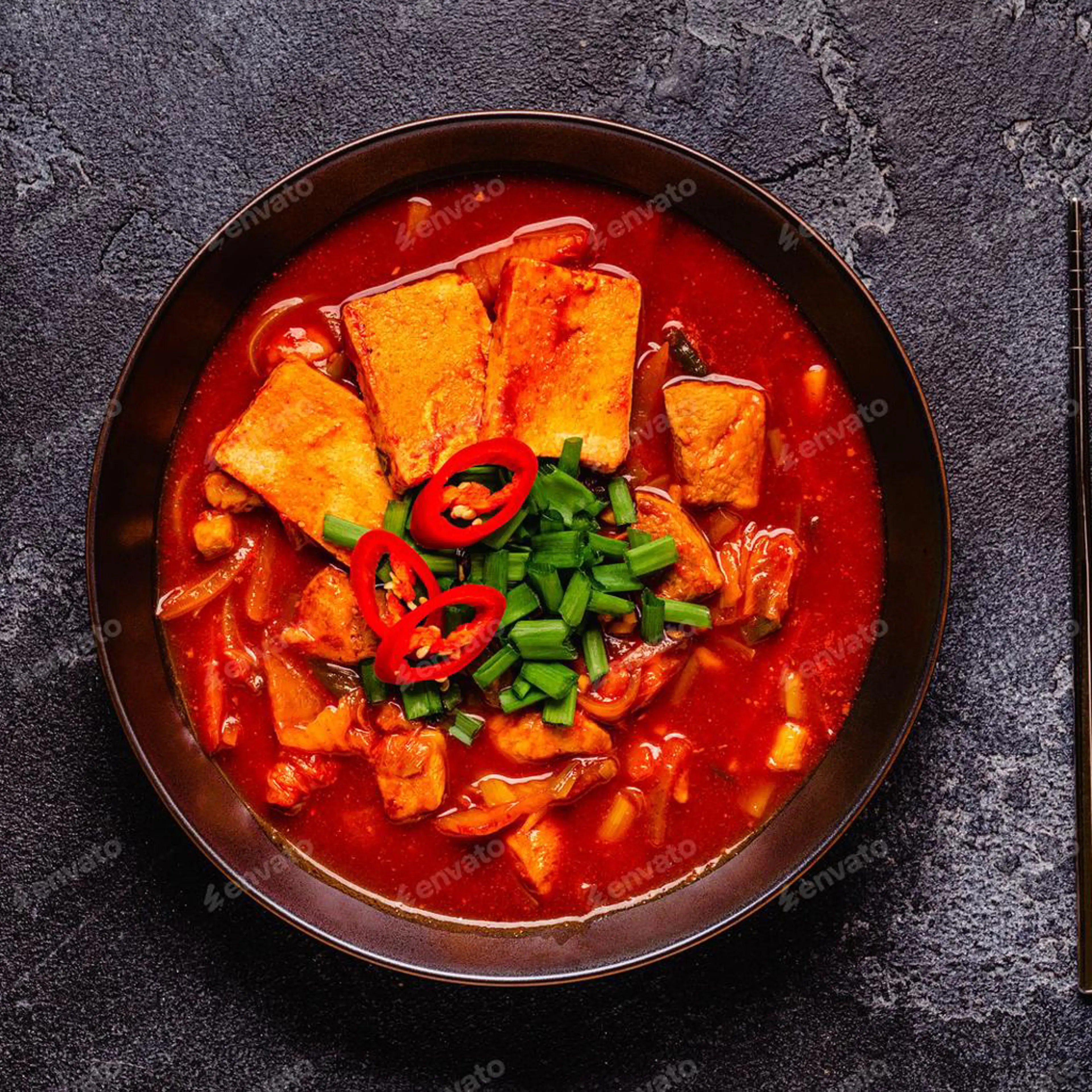 매운 두부 수프