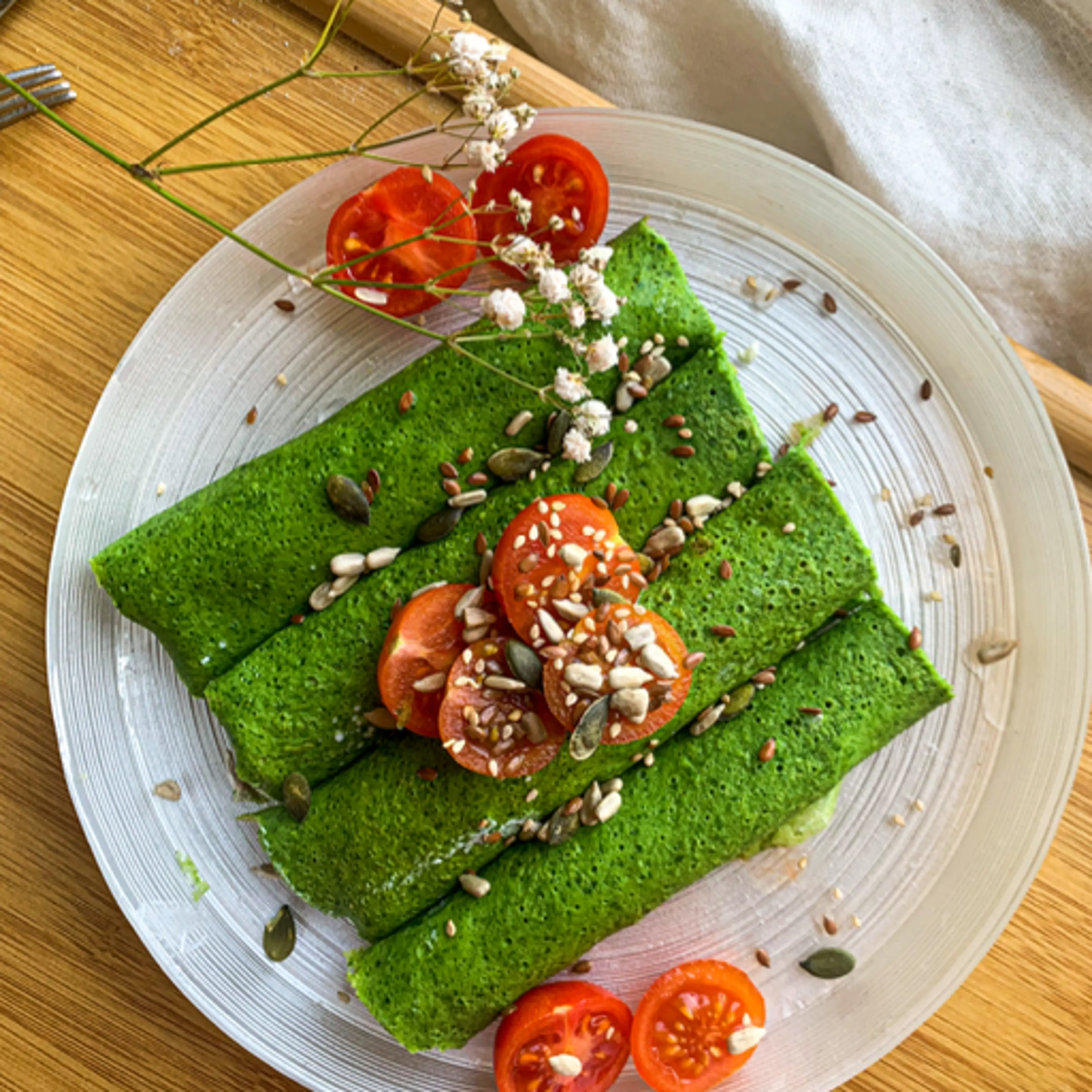 Spinach crêpes
