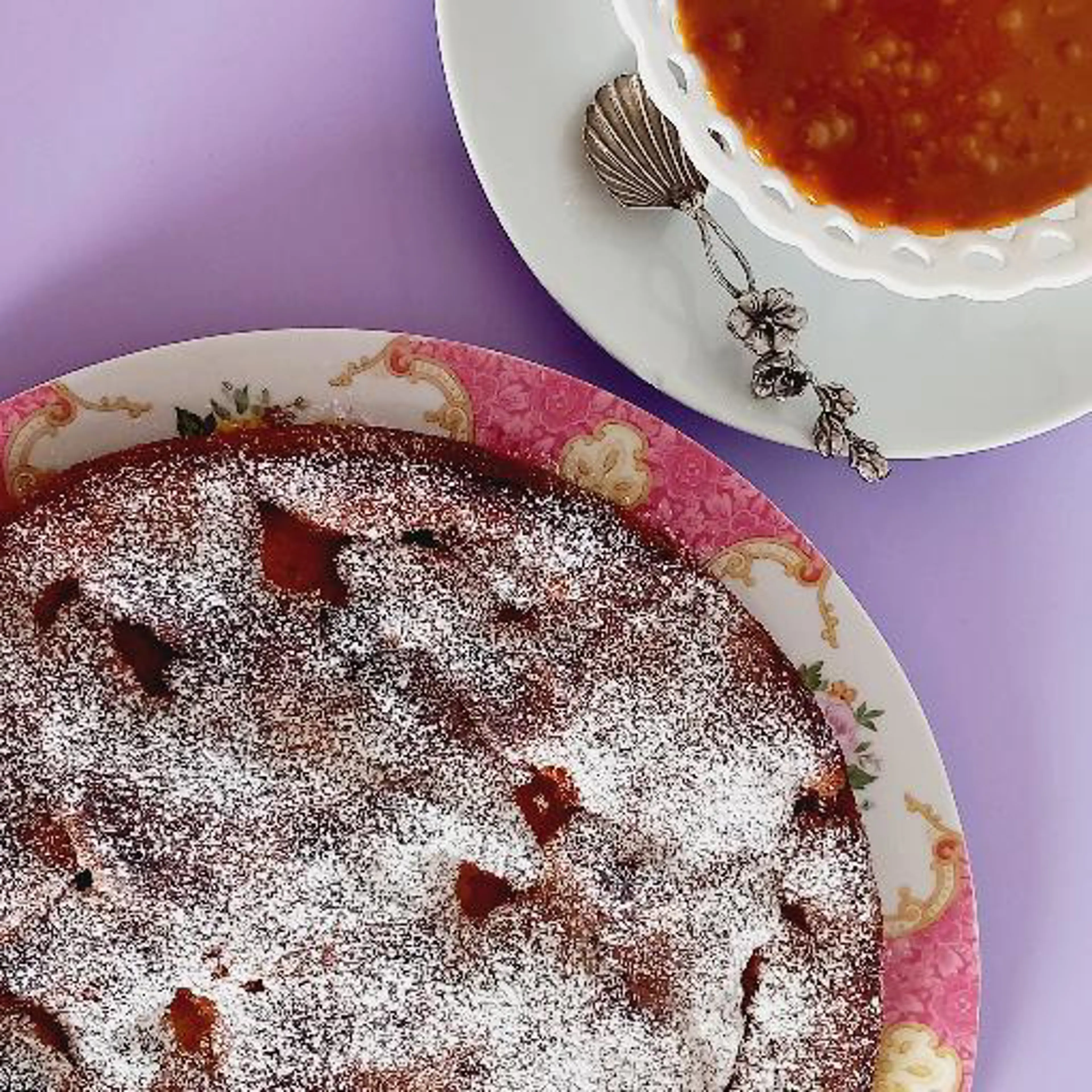gluten-free and lactose-free apple cake with caramel