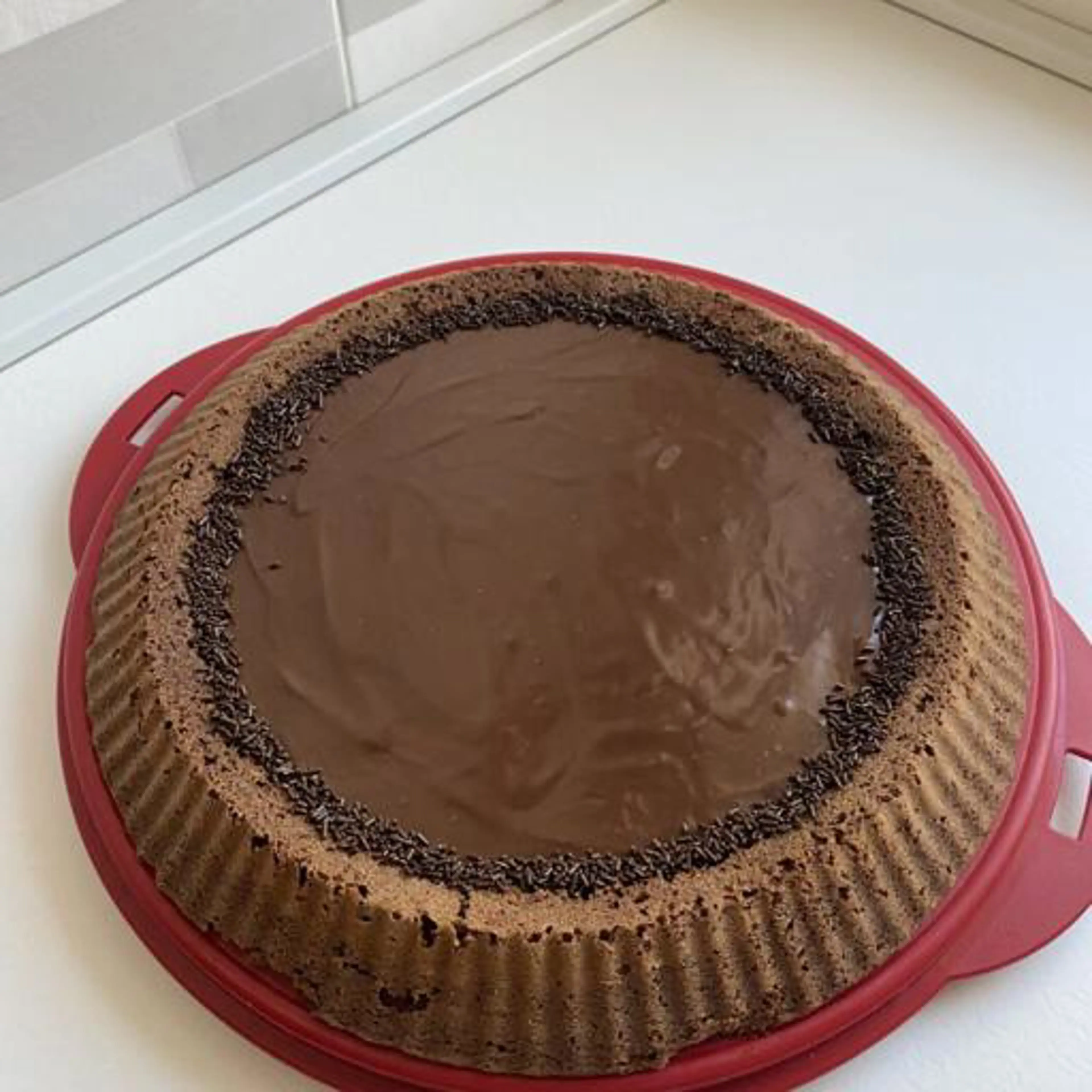 Soft low-carb chocolate cake with ganache