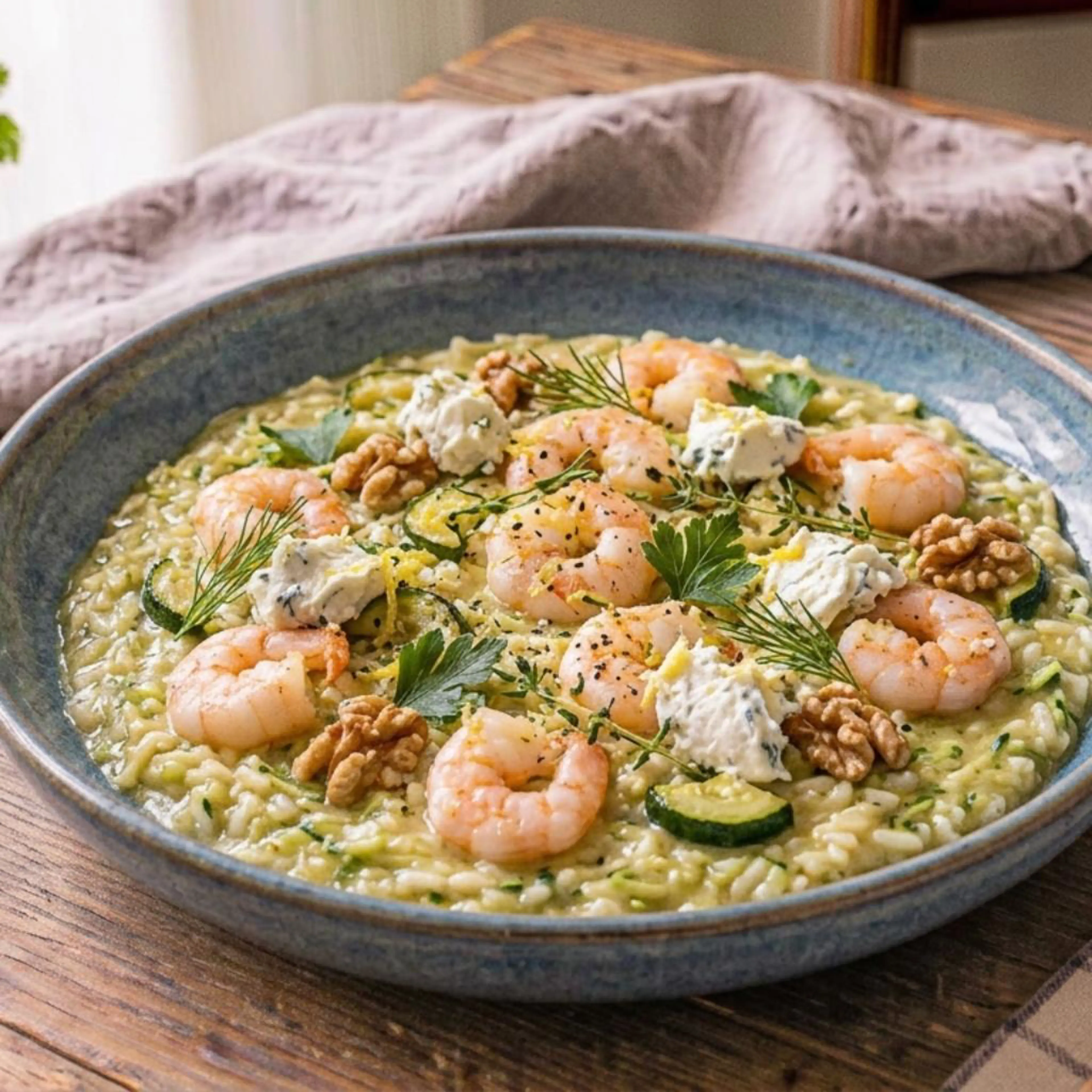 Cremiges Risotto mit Zucchini und Minze