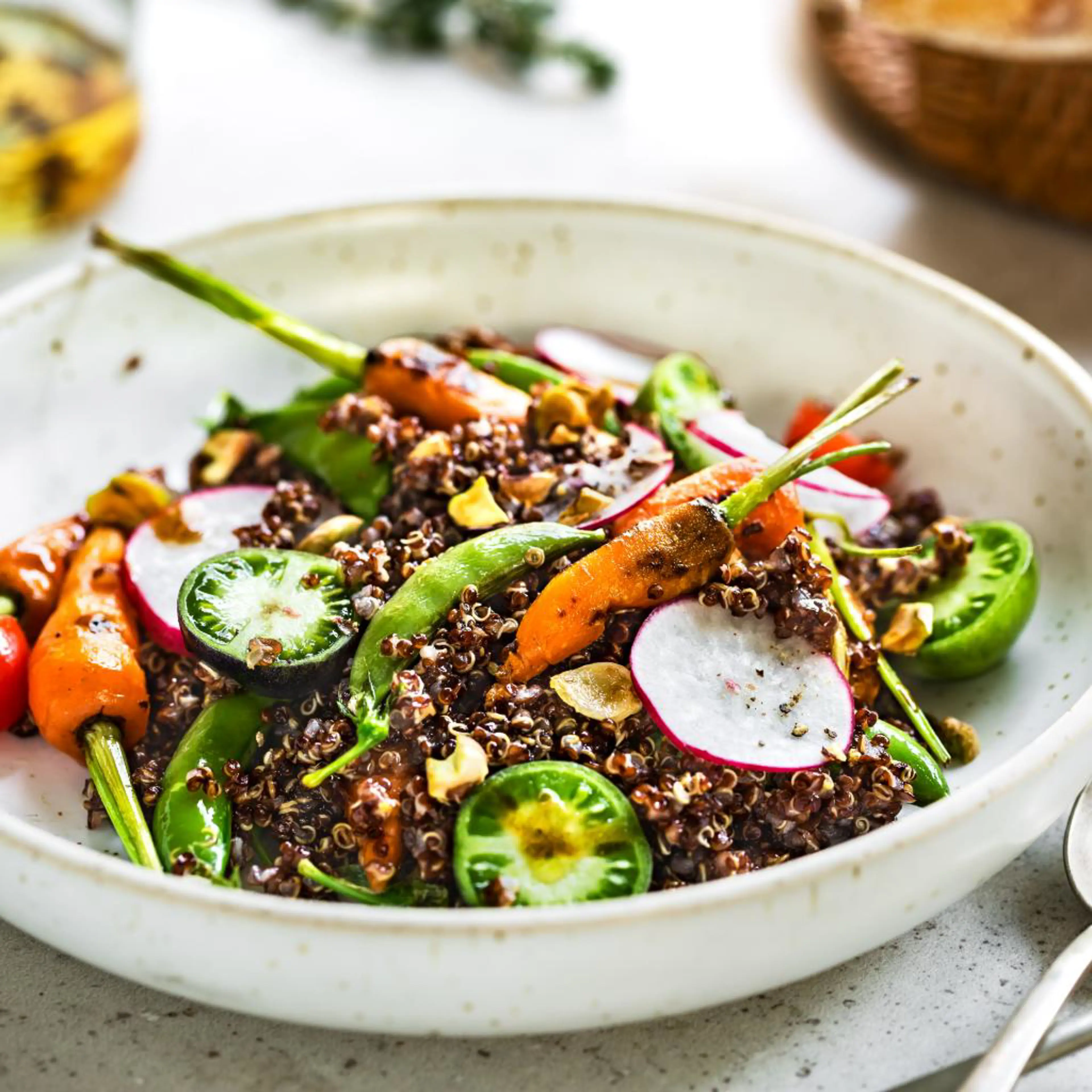 Spring quinoa with fresh vegetables