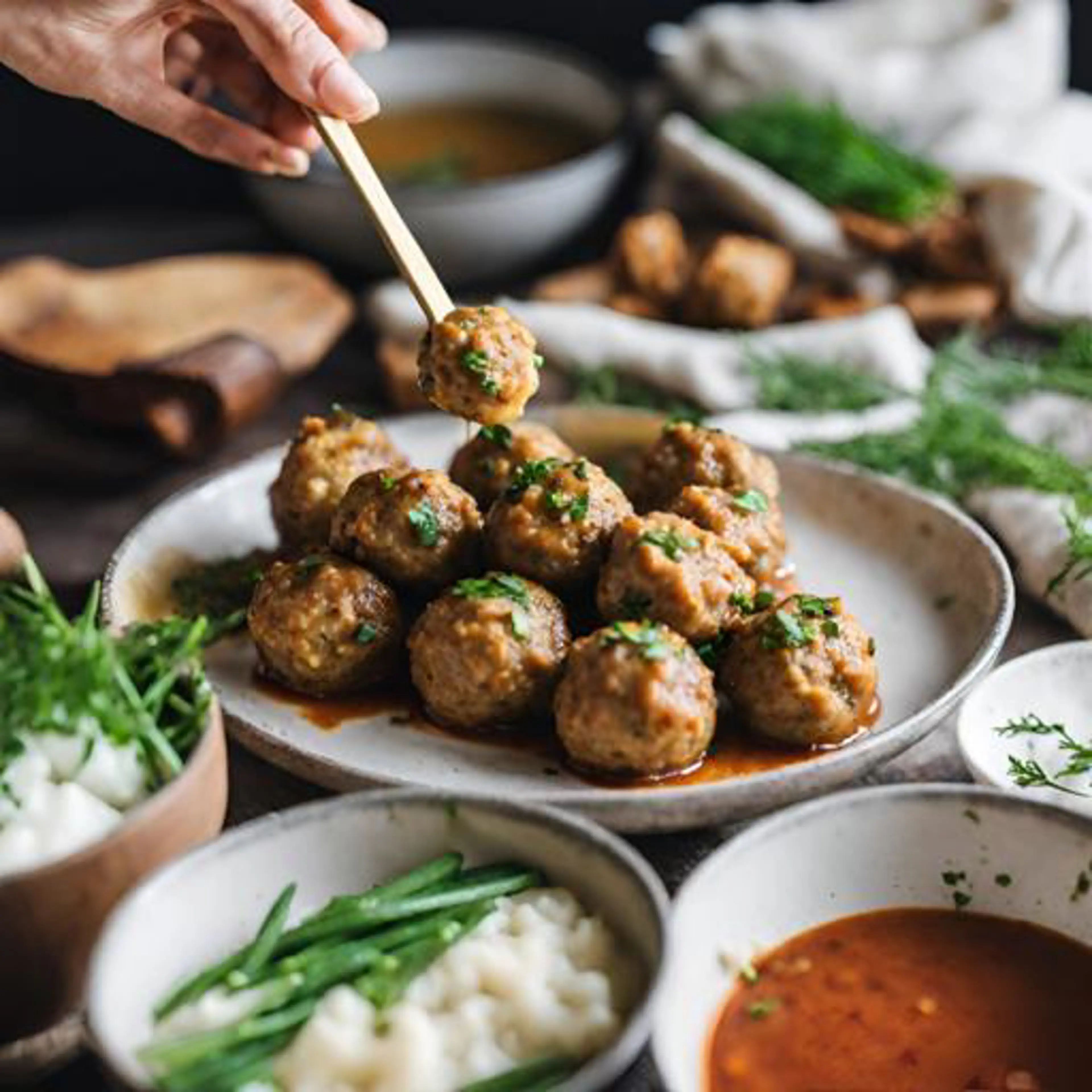 Tofu and chive meatballs