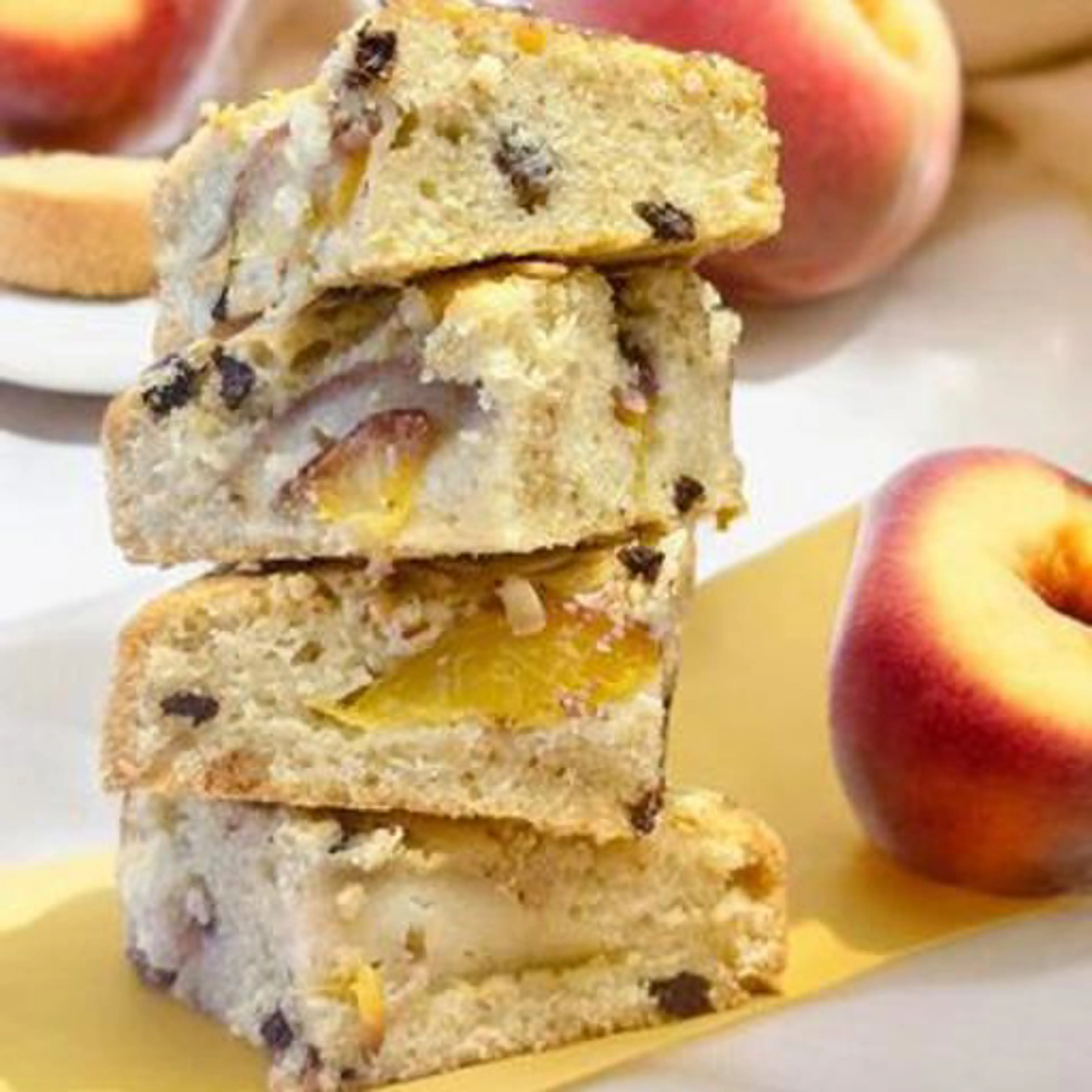 Squares with peach tea