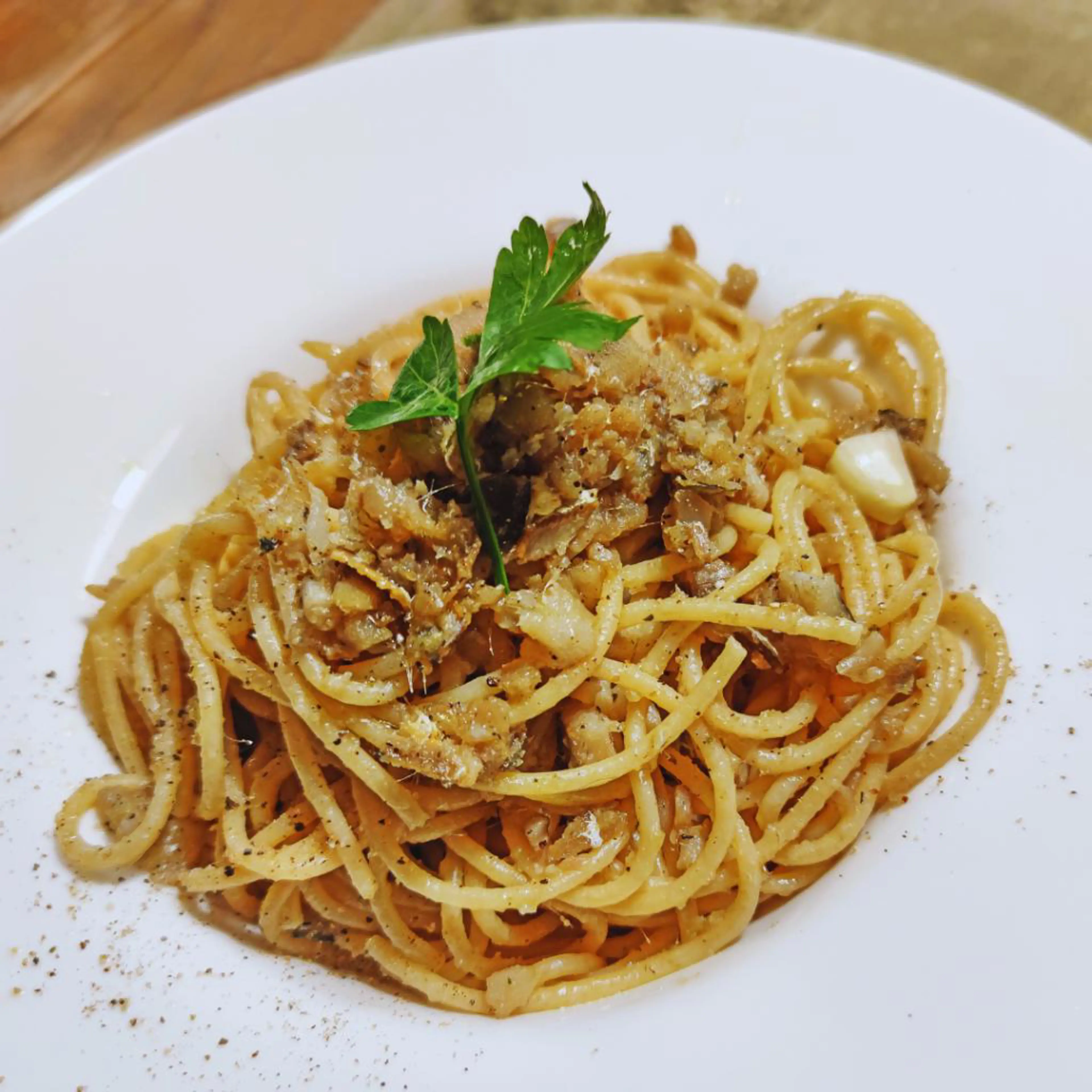 Spaghetti à la colatura d’anchois