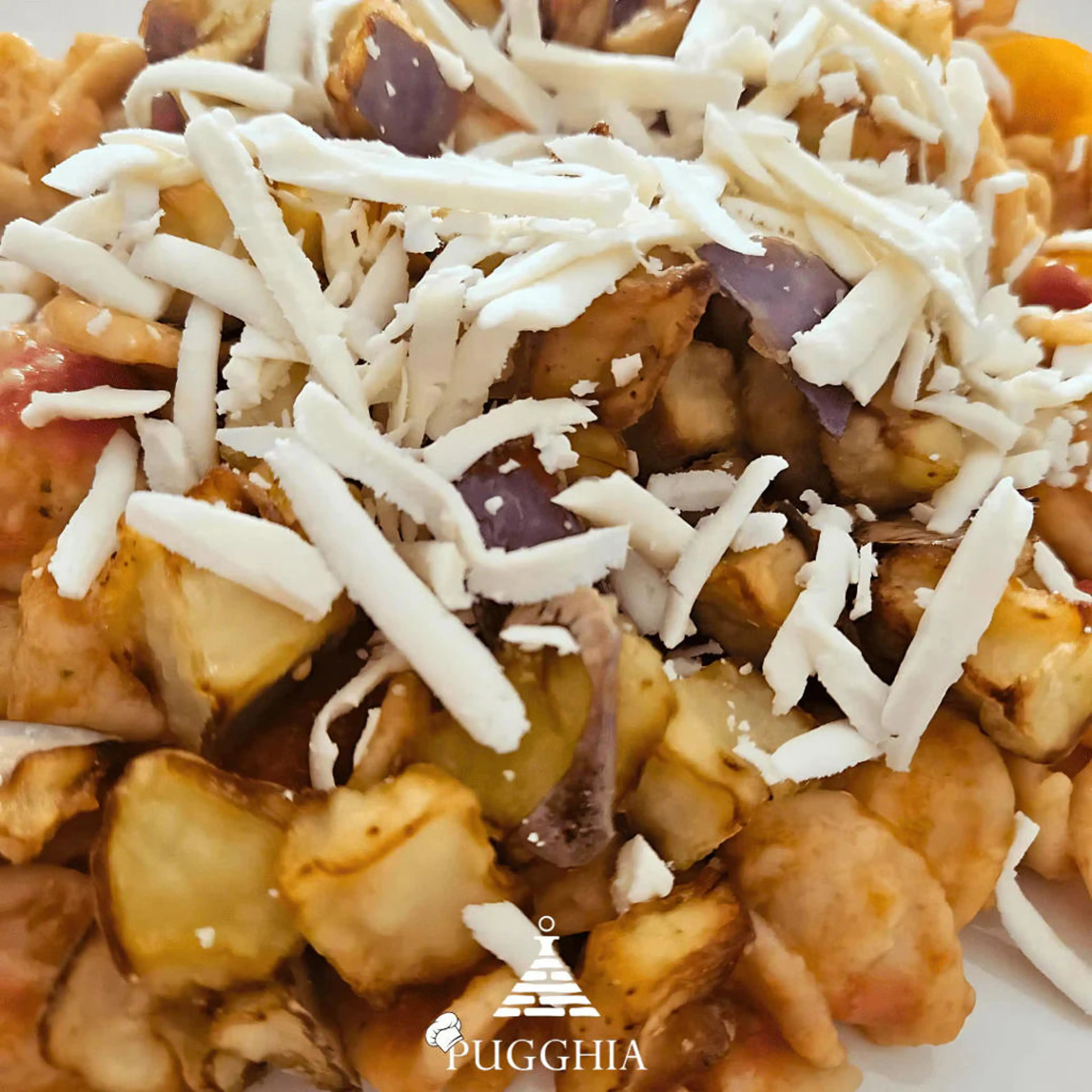 Apulian orecchiette with cherry tomatoes, eggplant and ricotta