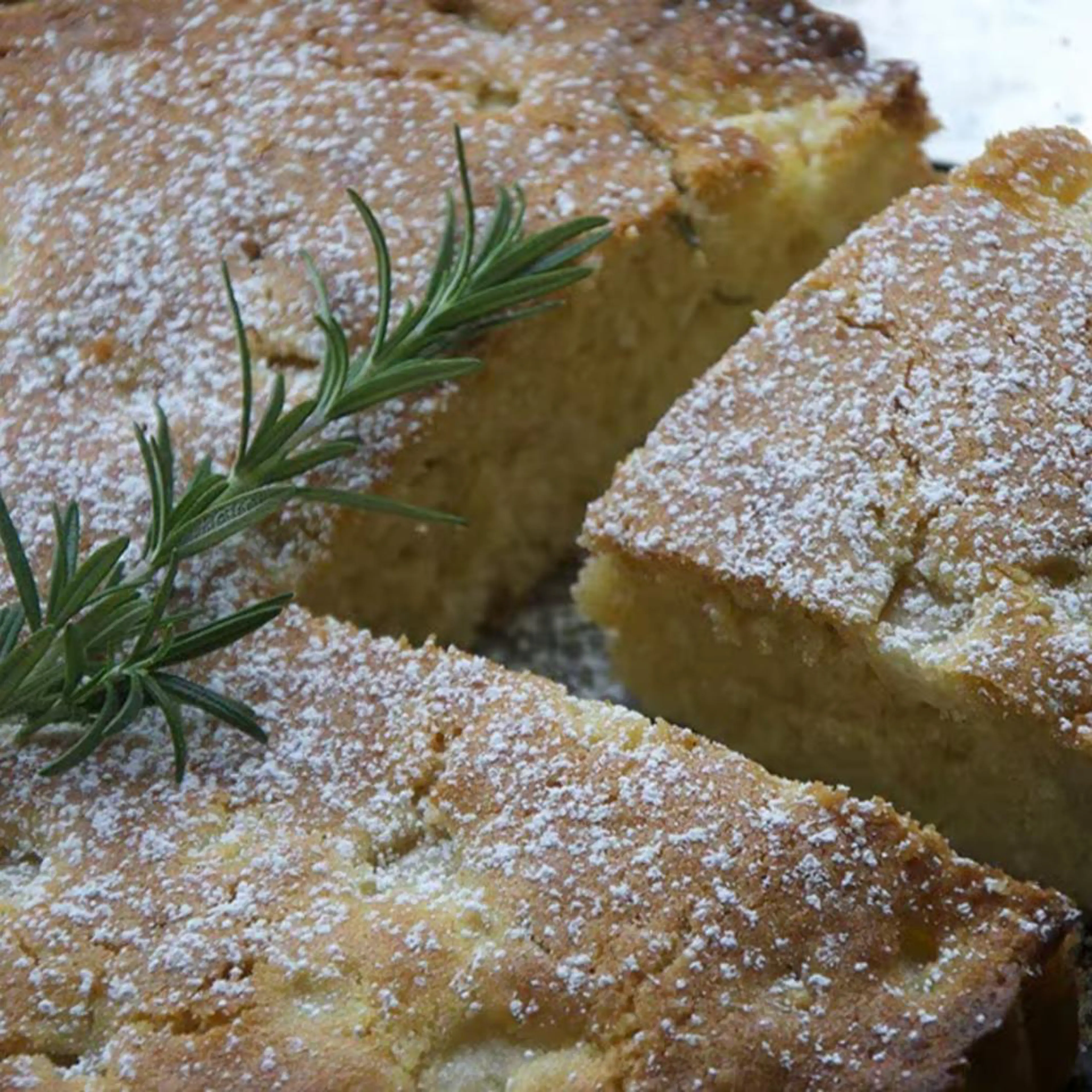 Pear, oil and rosemary cake