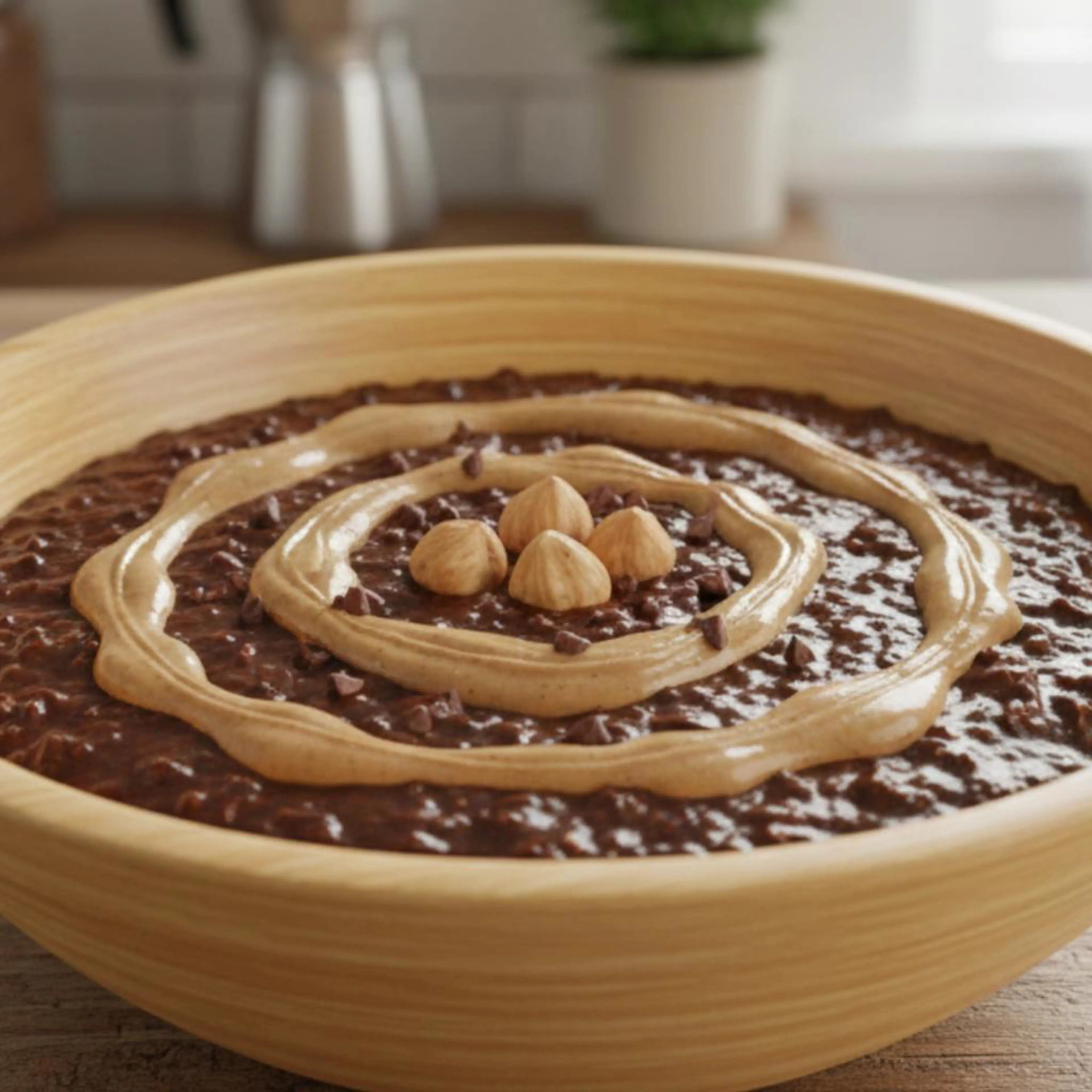 Schokoladen-Porridge mit Haselnussbutter