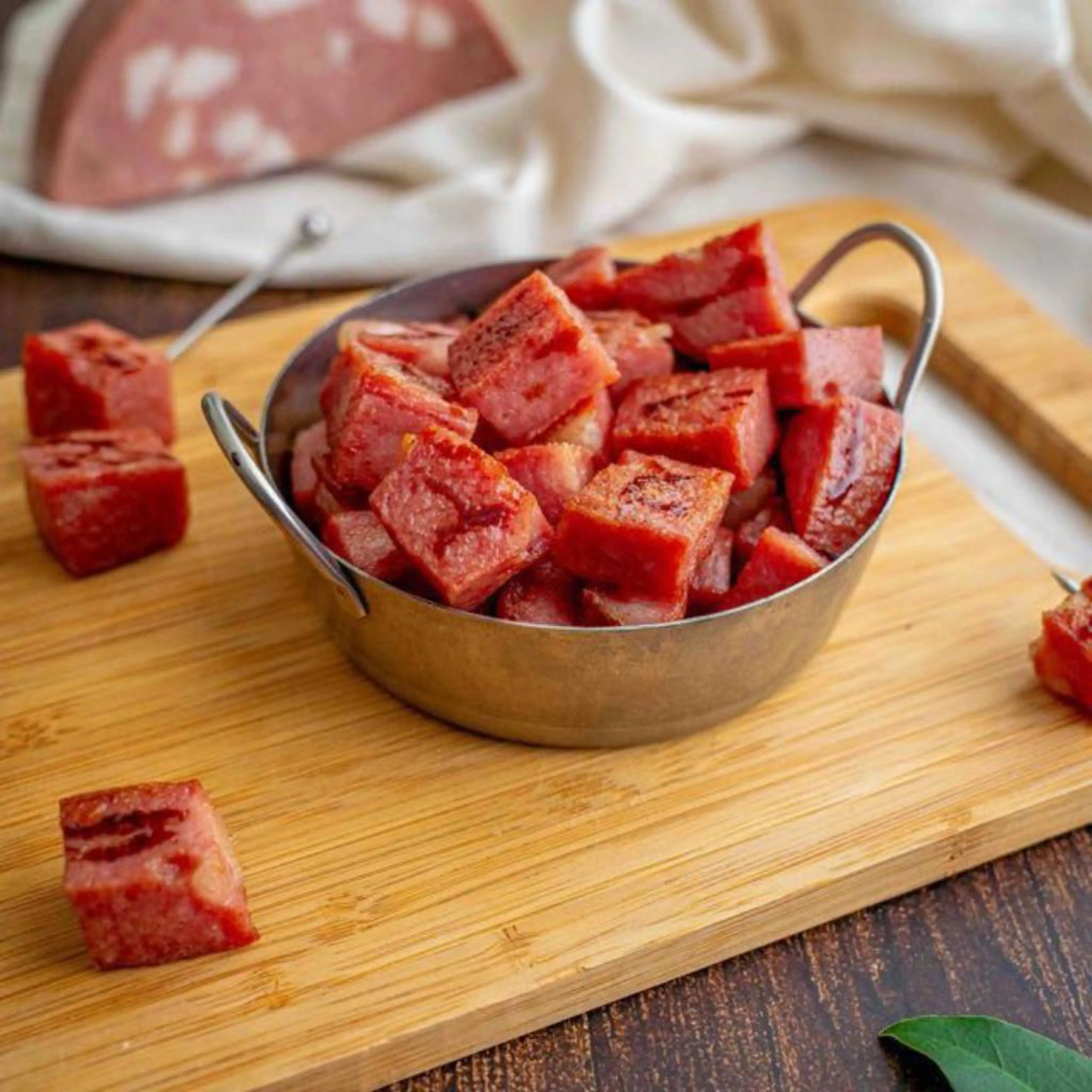Grilled mortadella glazed with balsamic vinegar