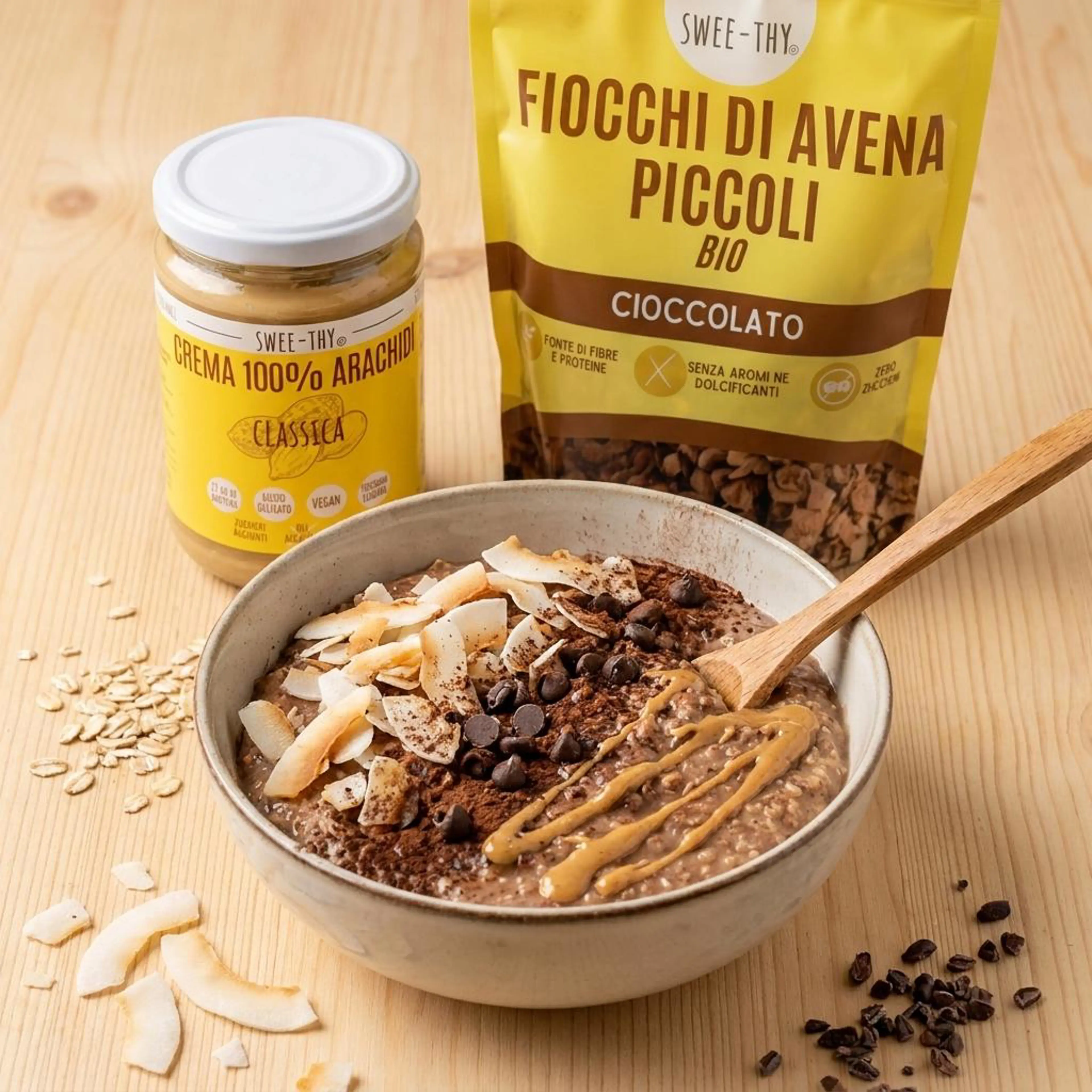 Warm Bounty-style cocoa and coconut porridge