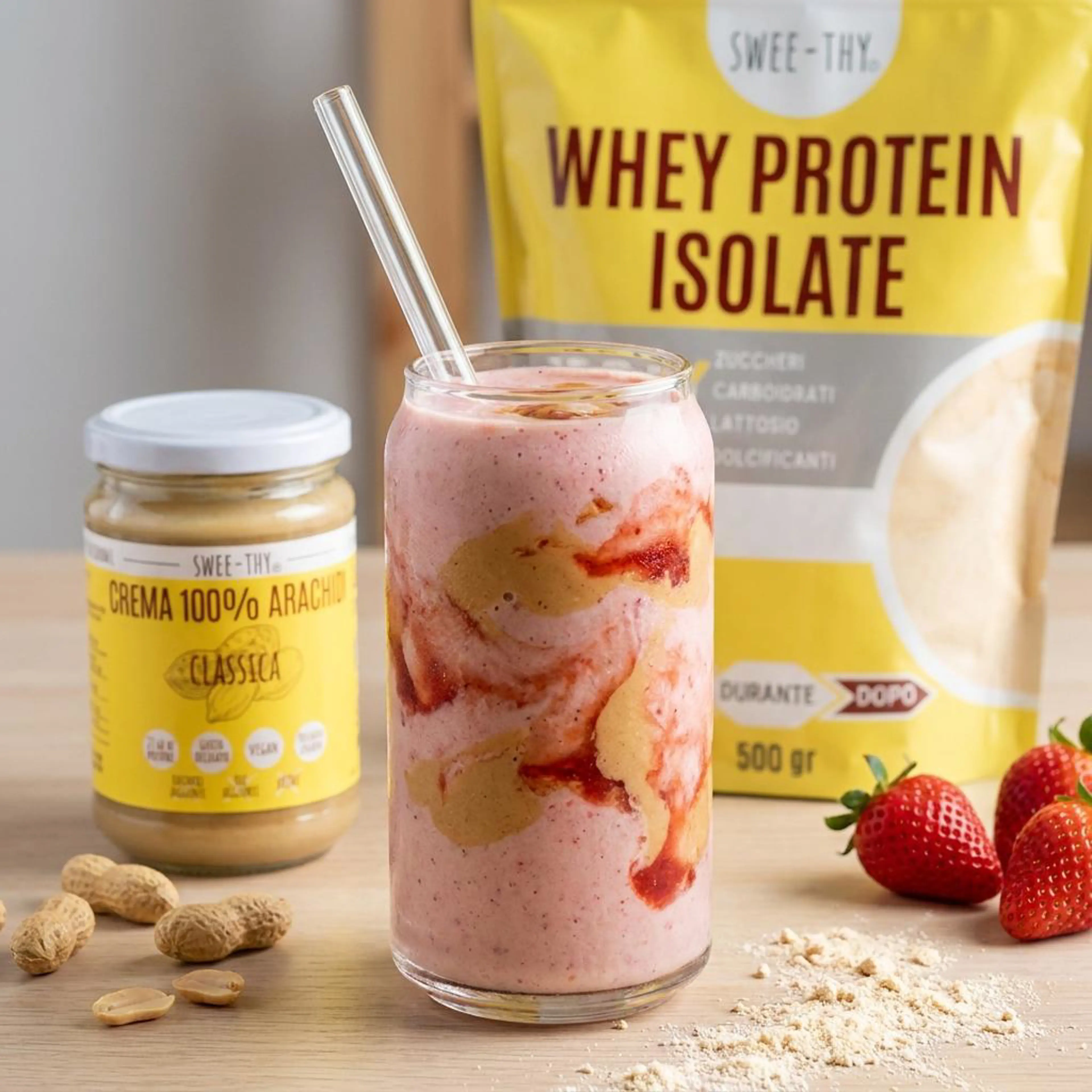 PB&J protein smoothie (peanut and strawberry) lactose-free