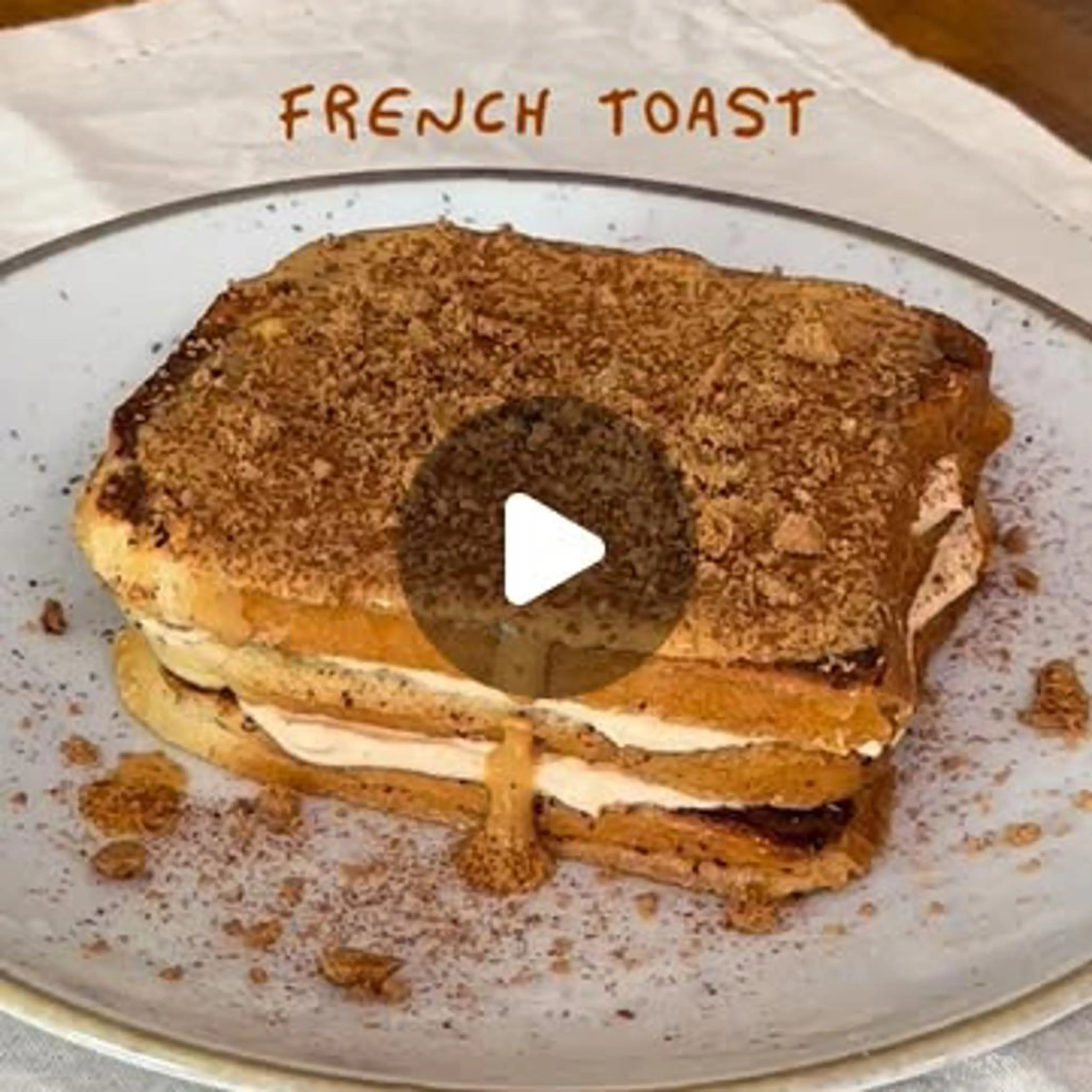 Fluffy French toast with pumpkin and cinnamon cream