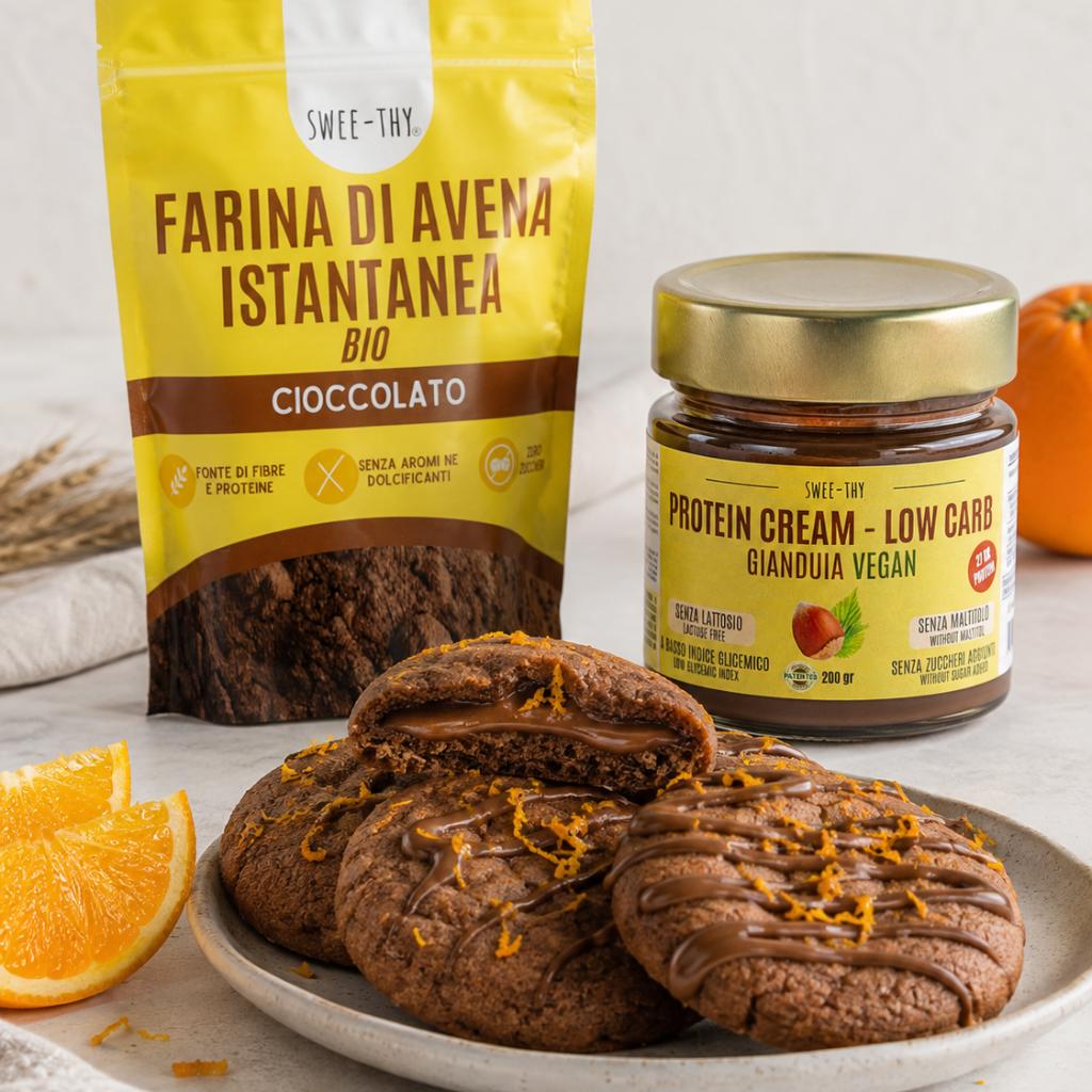 Soft cookies all’arancia e crema gianduia