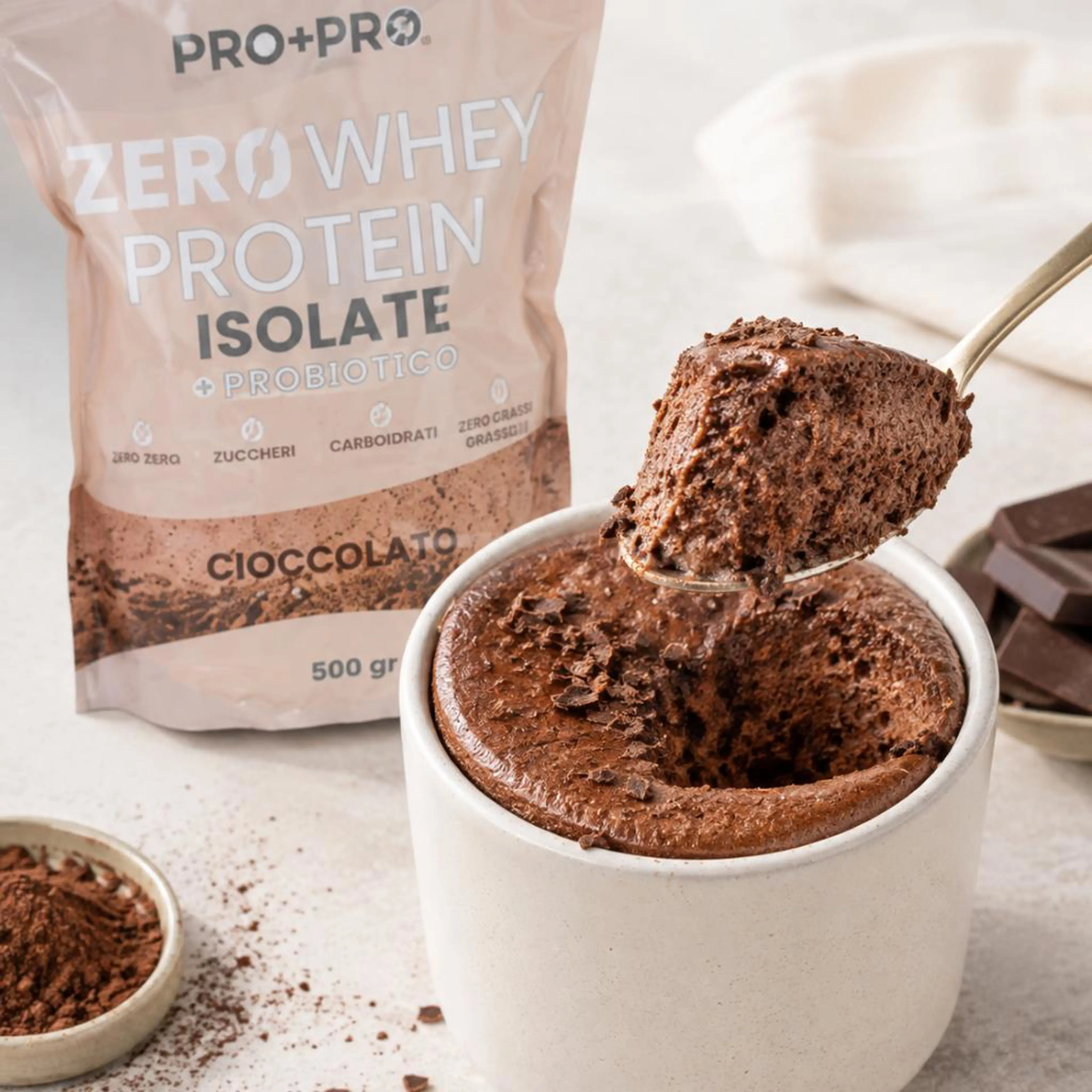 Chocolate protein soufflé al cucchiaio