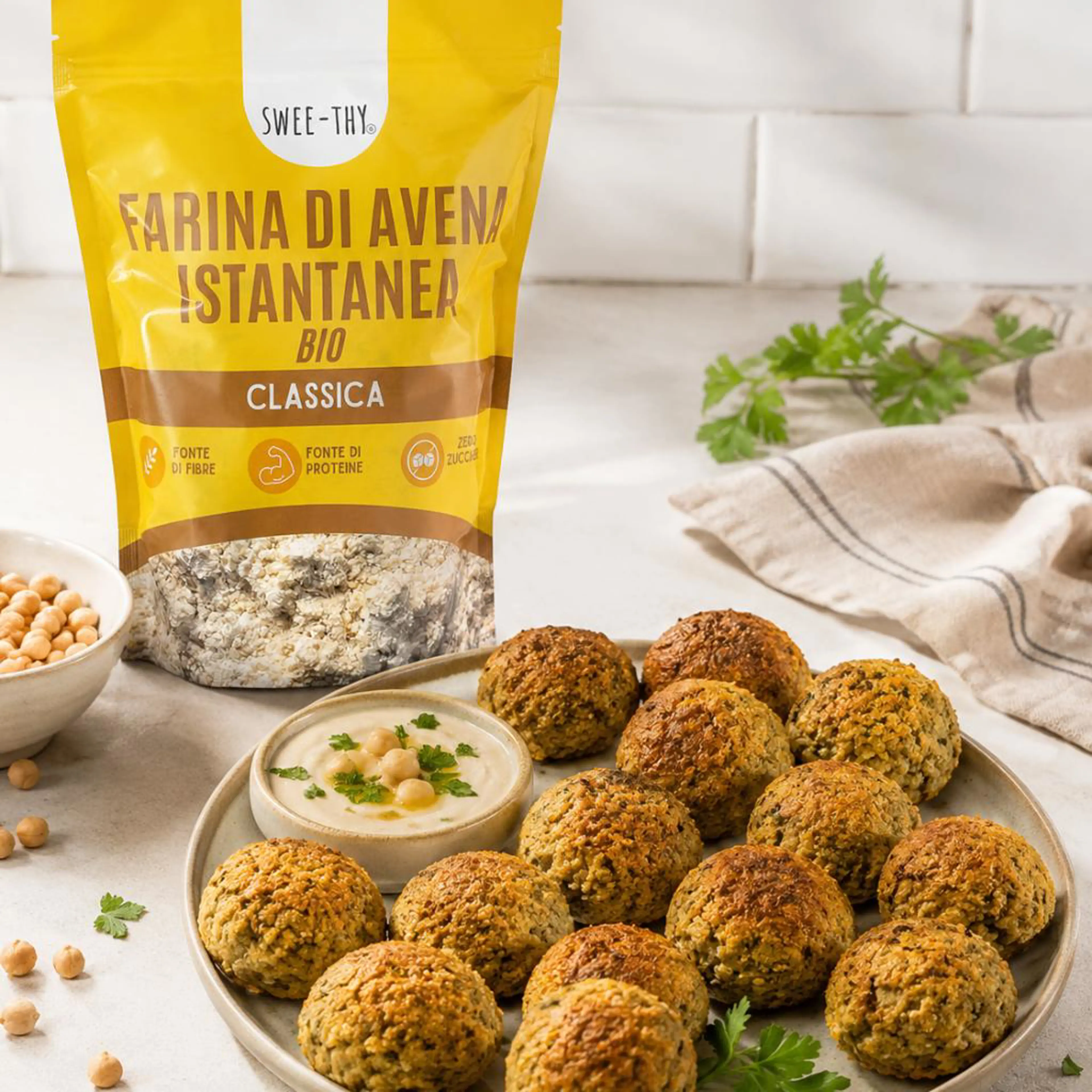 Falafel proteici di ceci e avena al forno