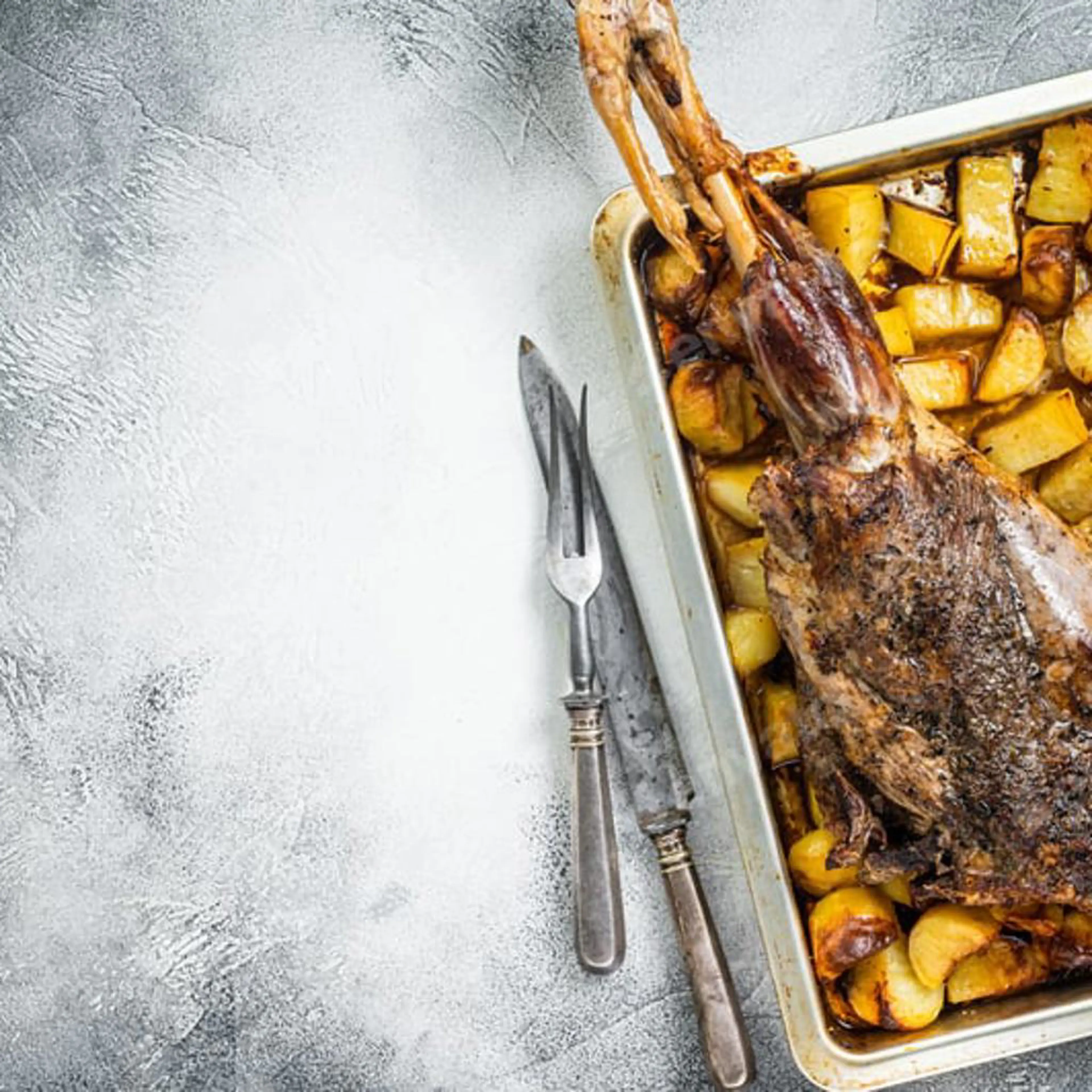 Baked lamb leg