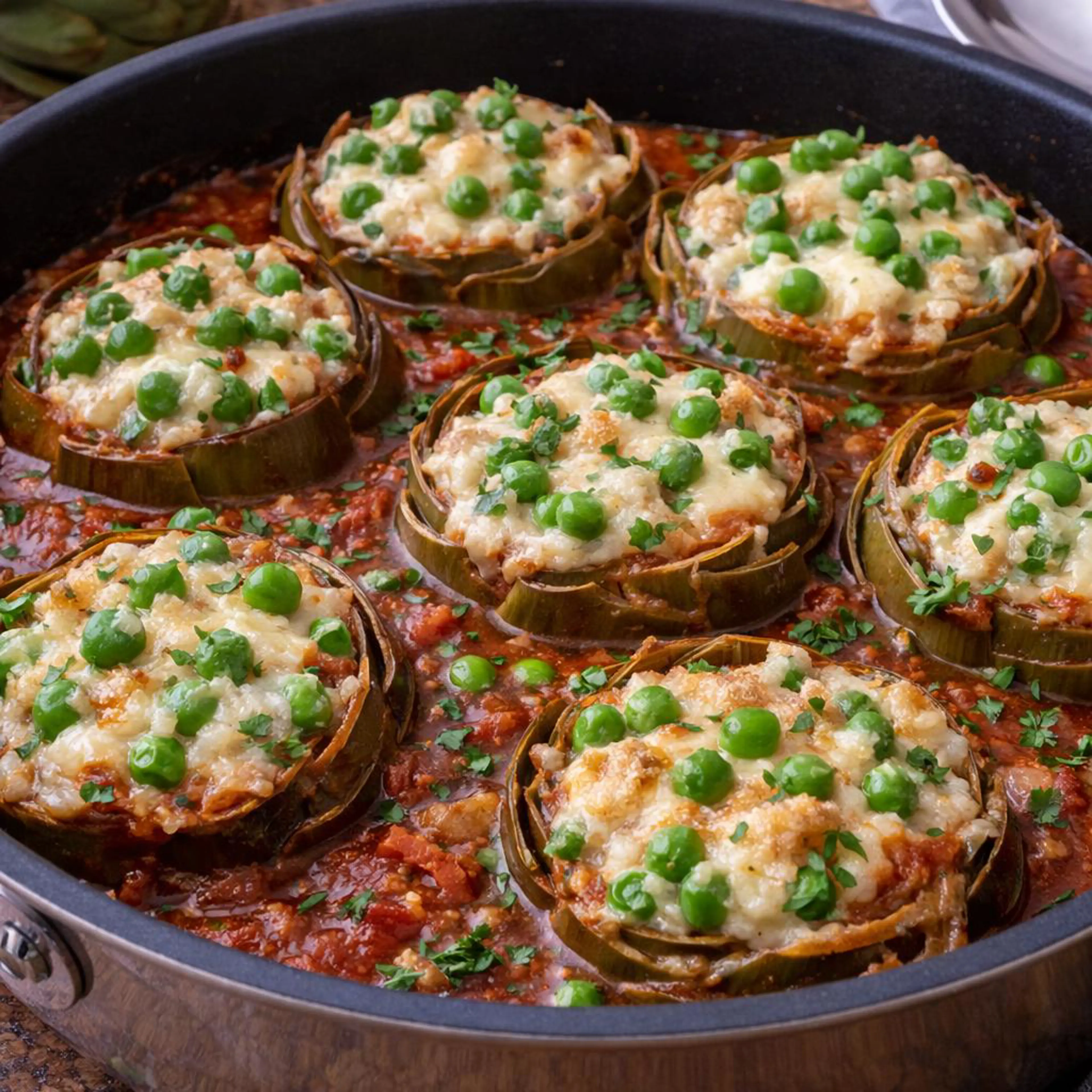 Артишоки, фаршированные тянущимся сыром