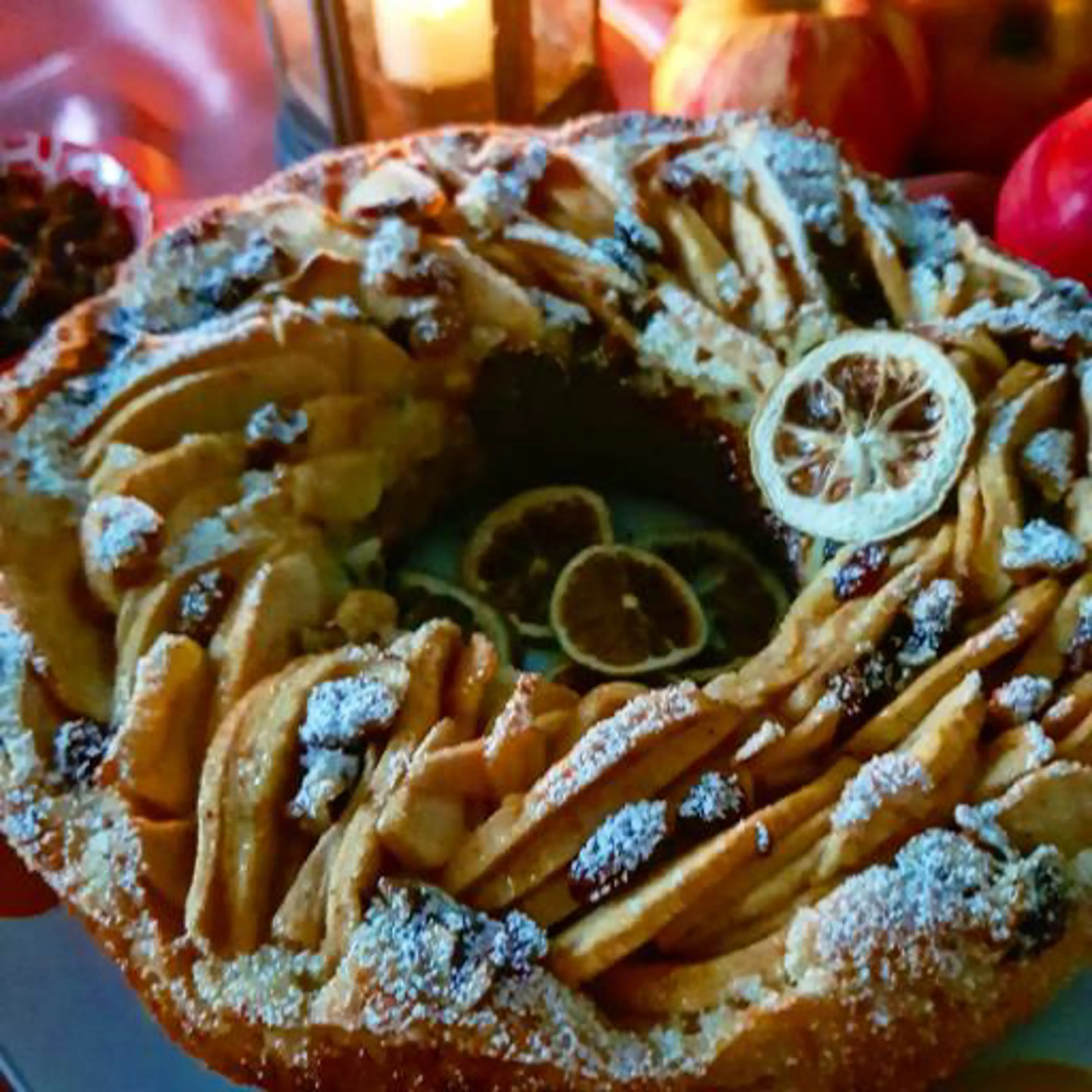 Apple, walnut and raisin bundt cake