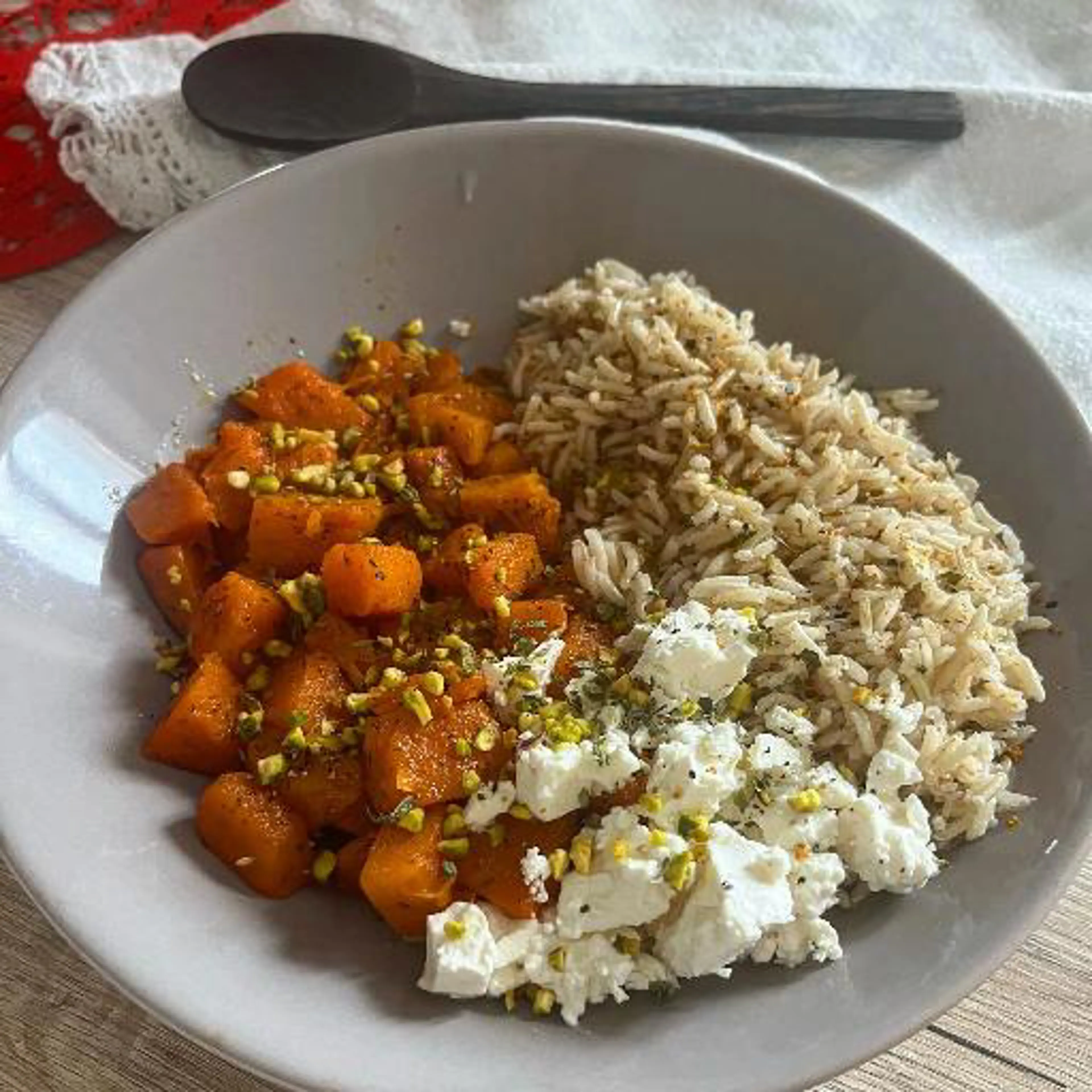 Riz, courge et feta