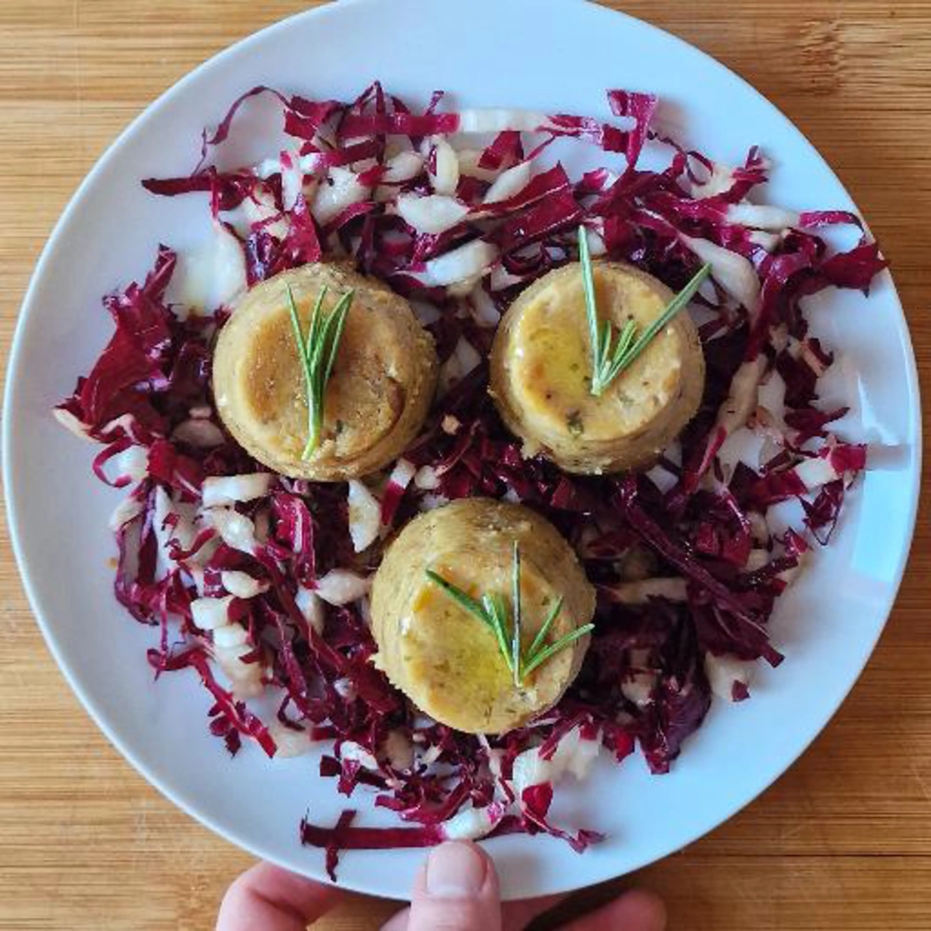 Potato and Jerusalem artichoke flan.