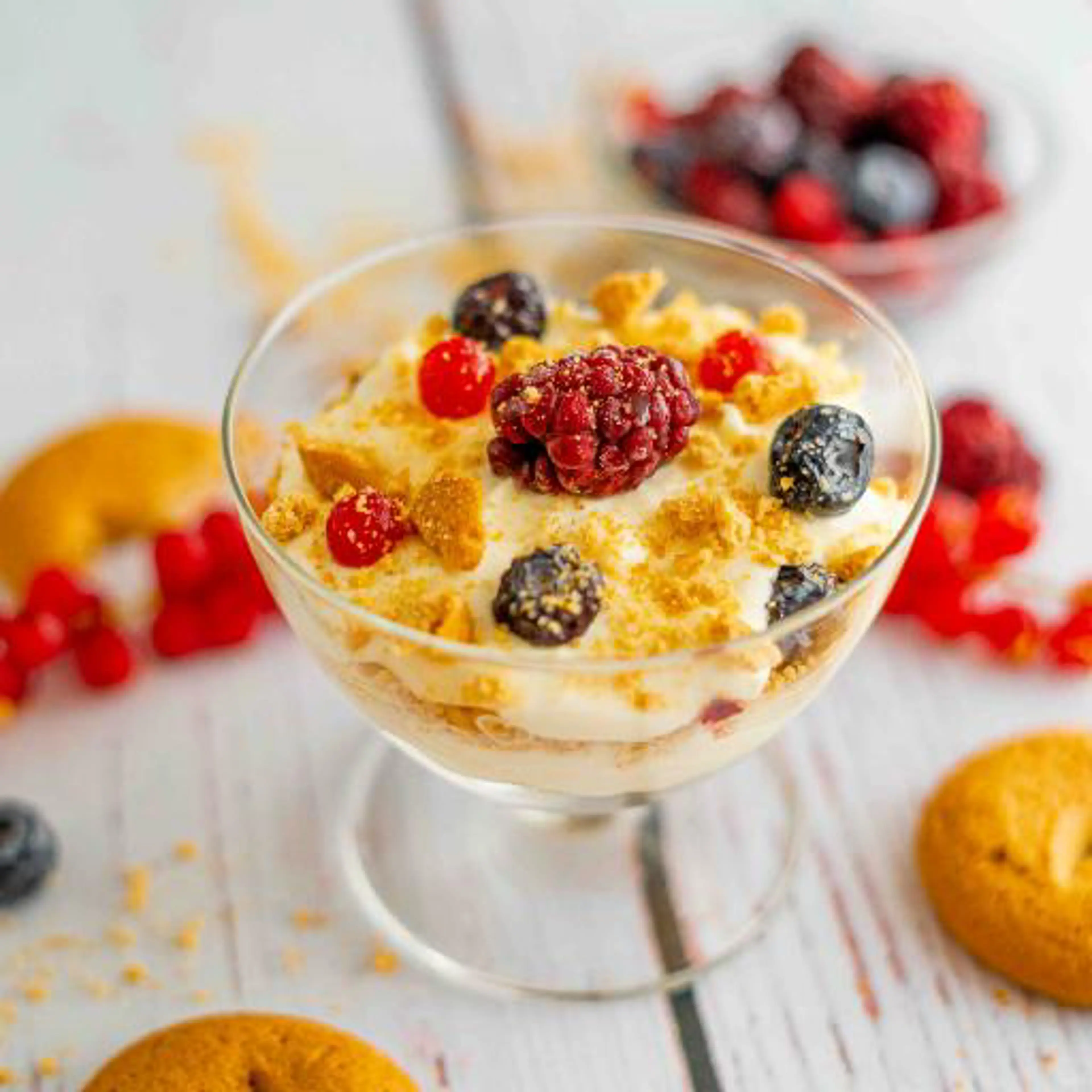 Taça fresca de mascarpone e bolachas