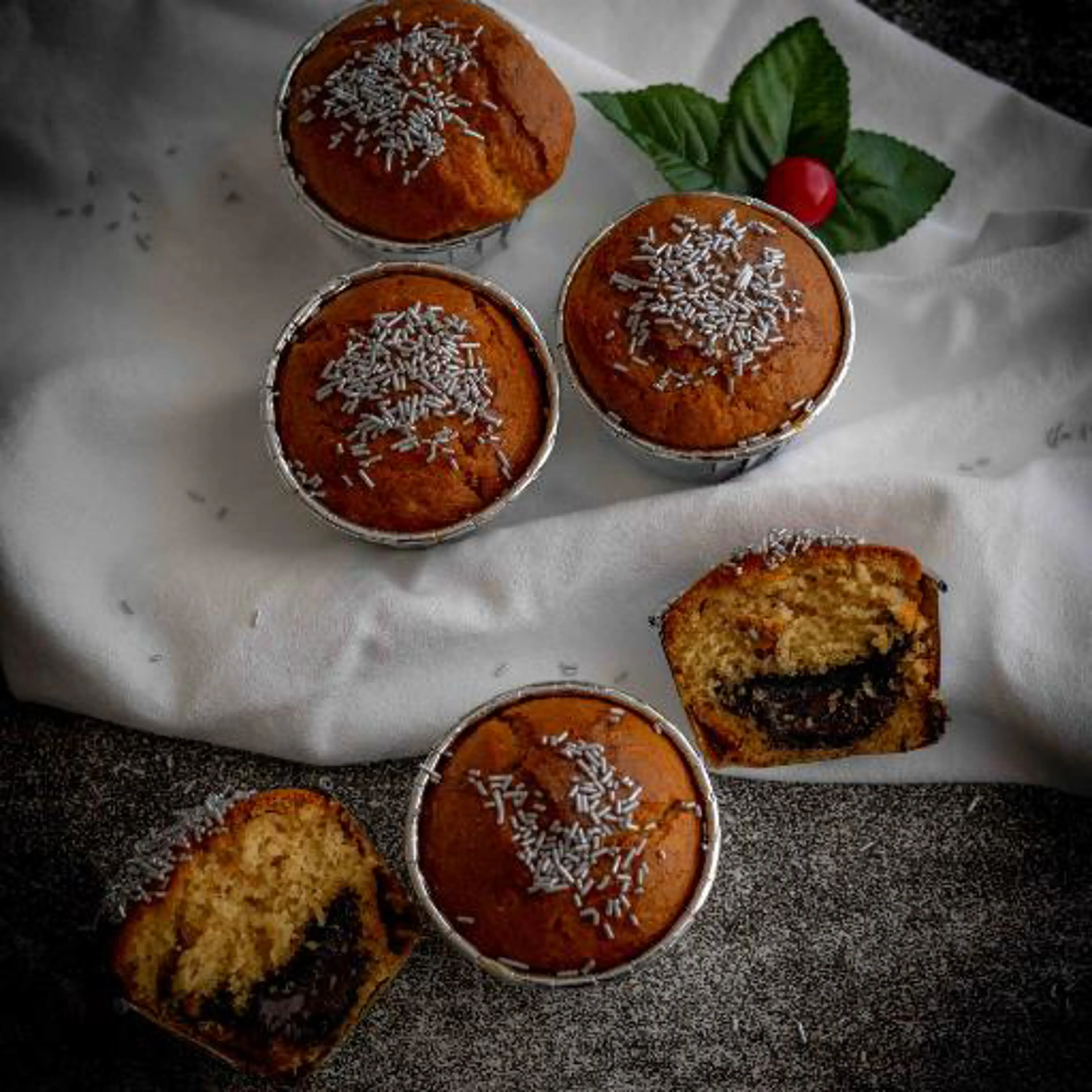 Muffins con corazón de chocolate