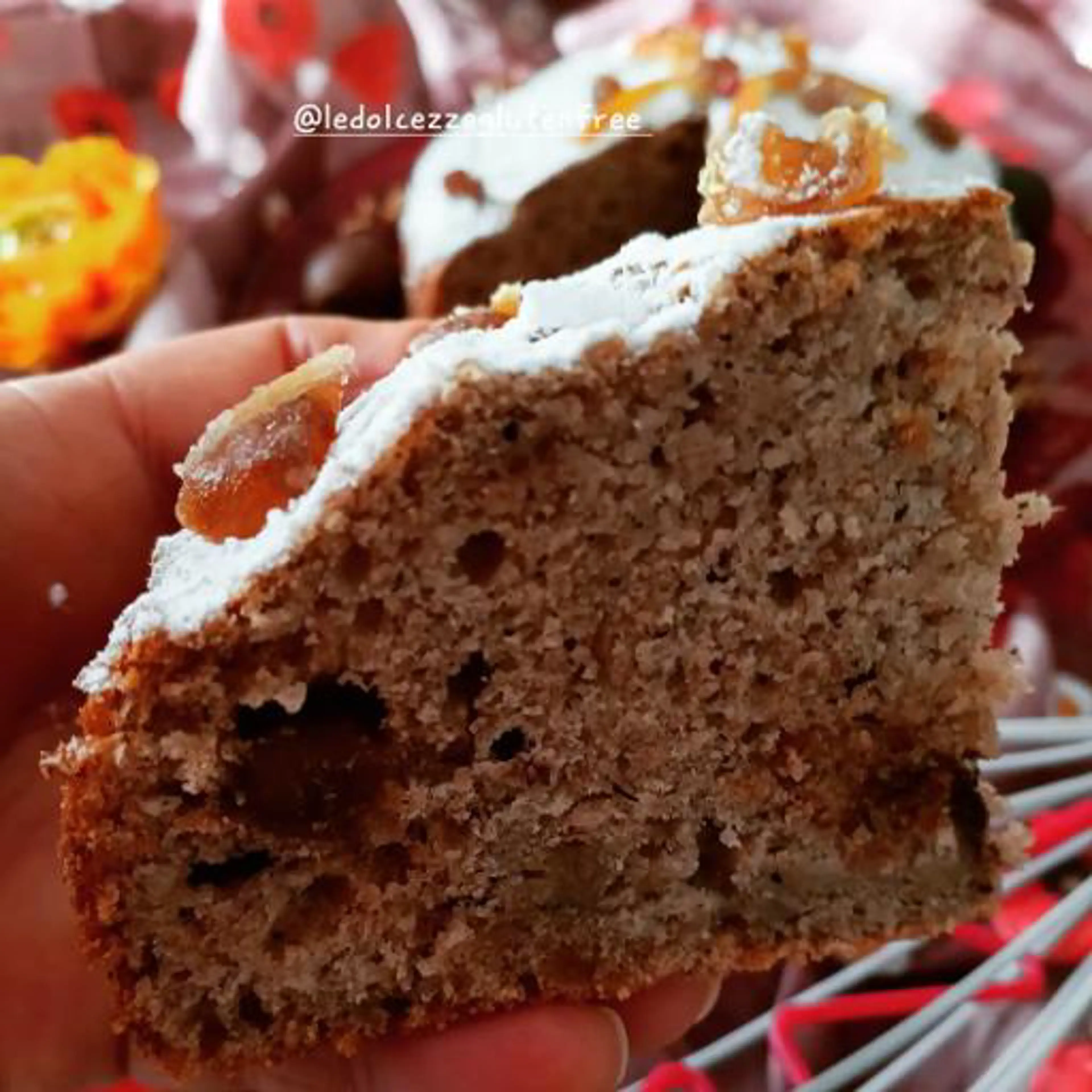 Date and marron glacé cake, lactose-free and gluten-free