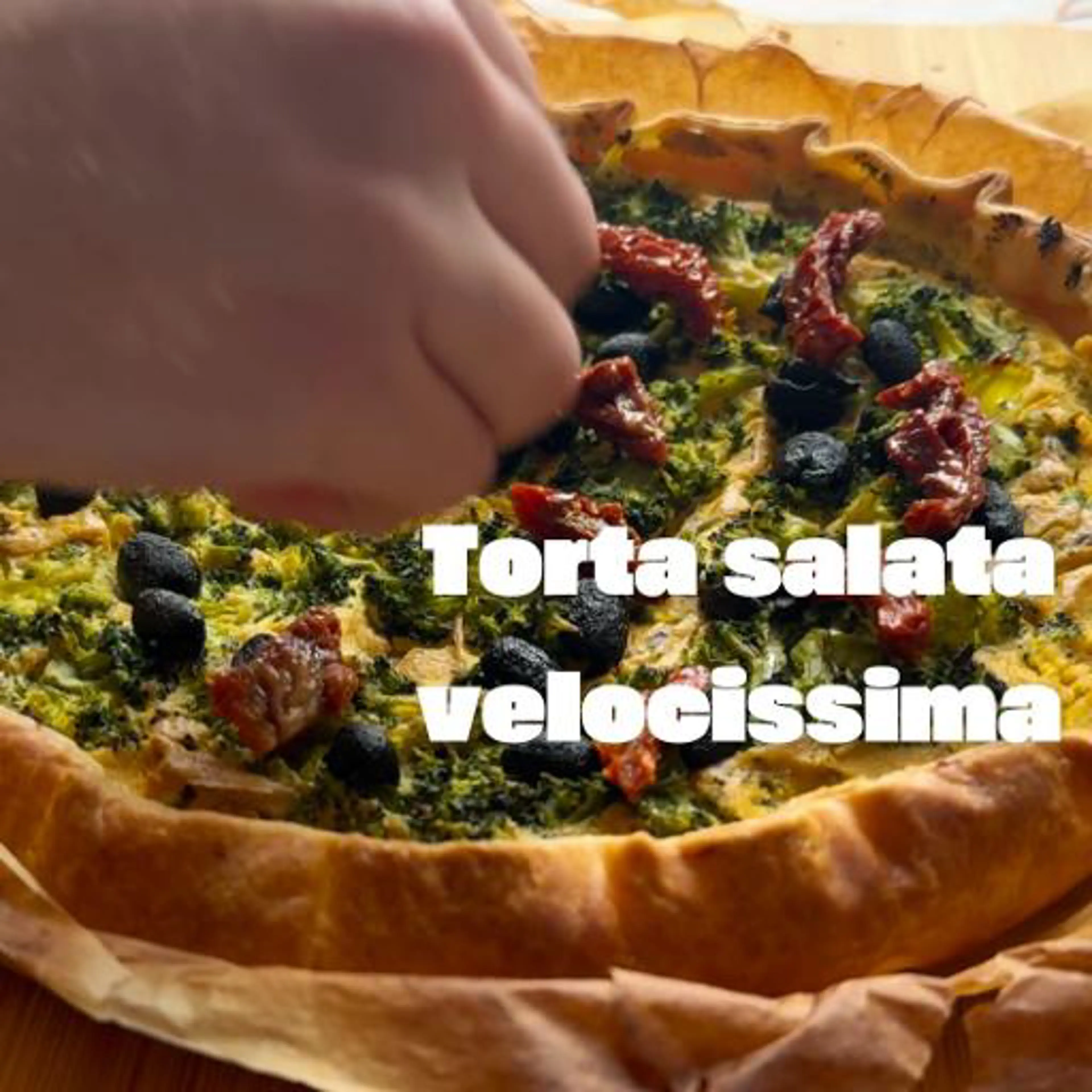Savory tart with tofu, broccoli, olives and sun-dried tomatoes