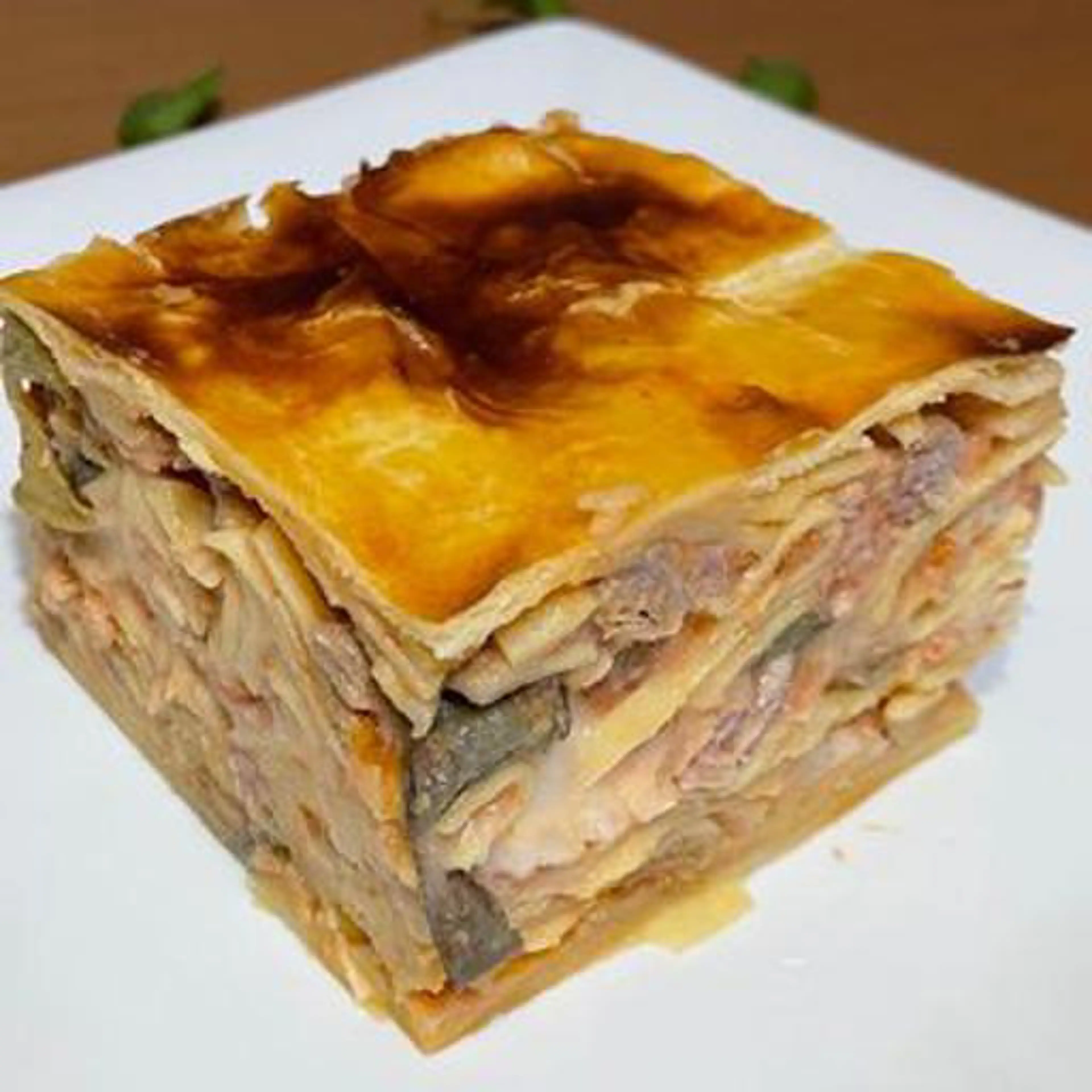Pink pappardelle in puff pastry