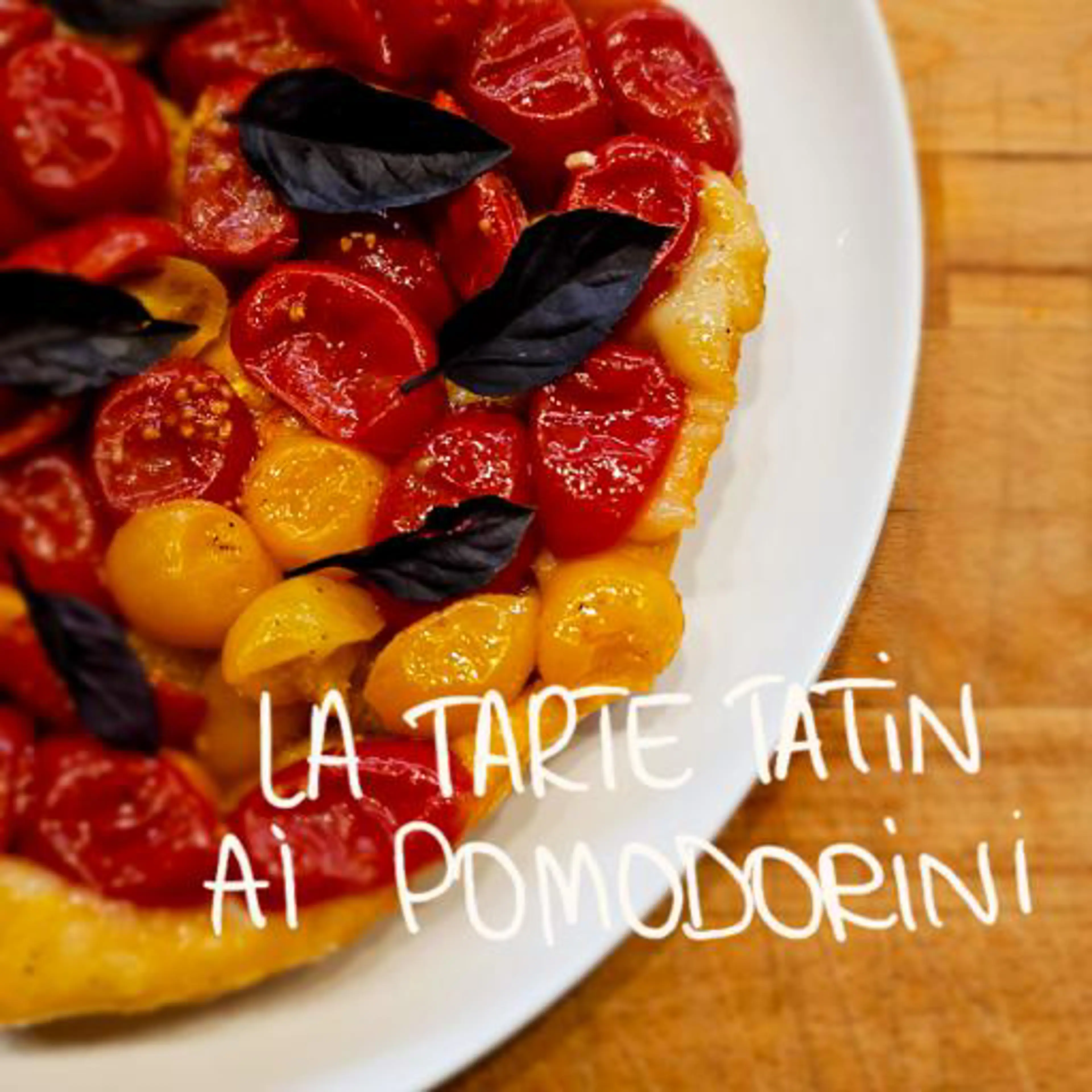 Gluten-free and vegan cherry tomato tarte tatin