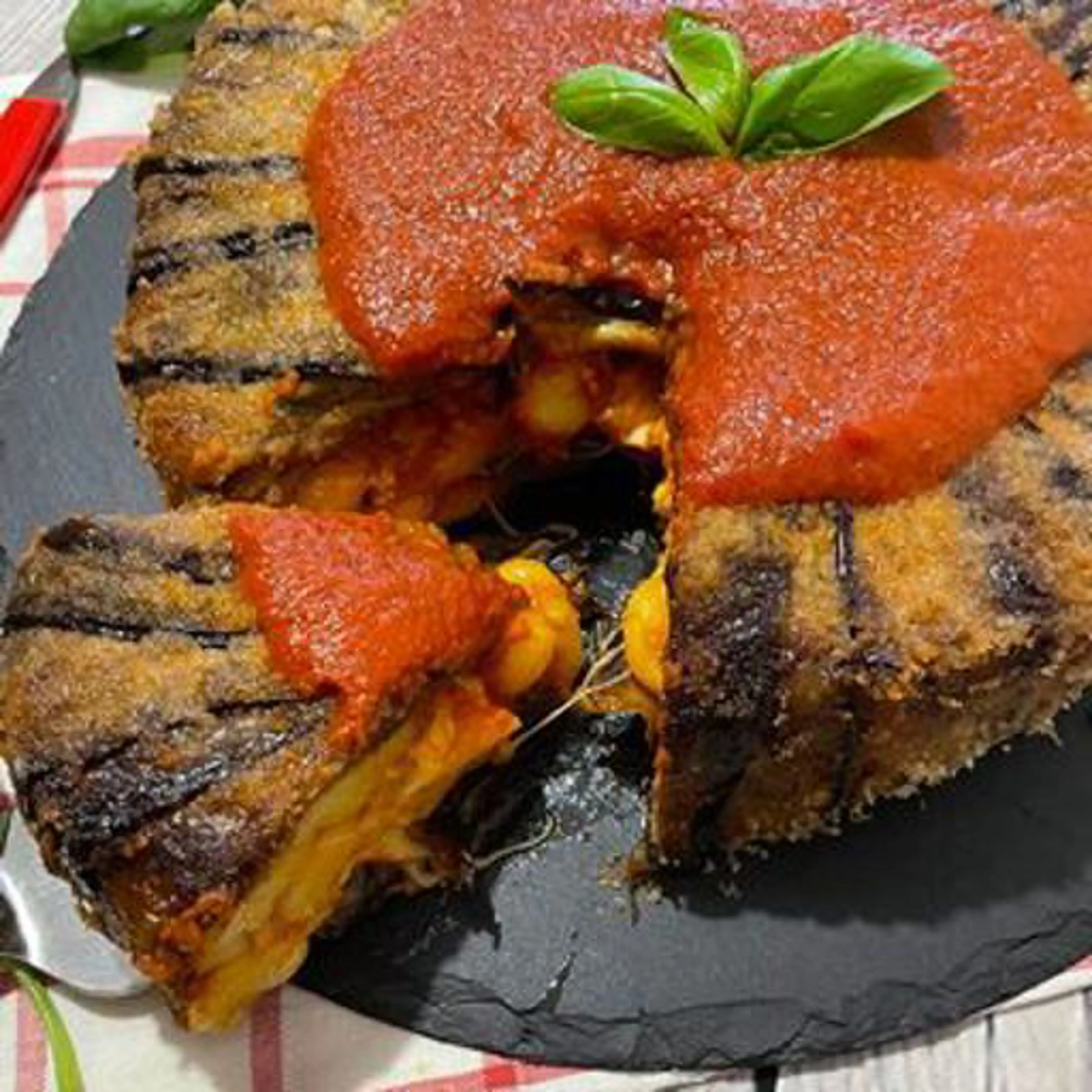 Eggplant parcel with gnocchi