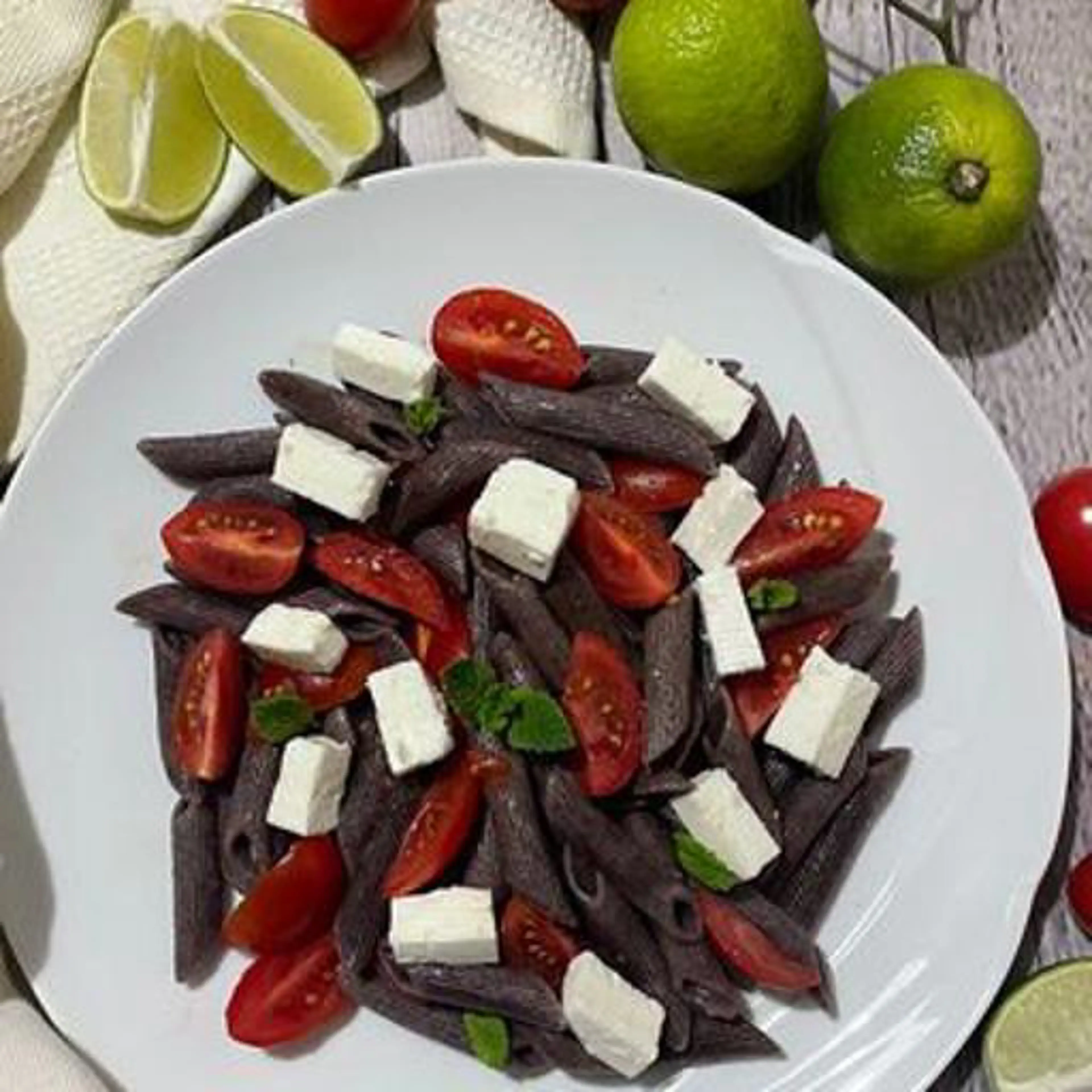 Fresh black rice pasta