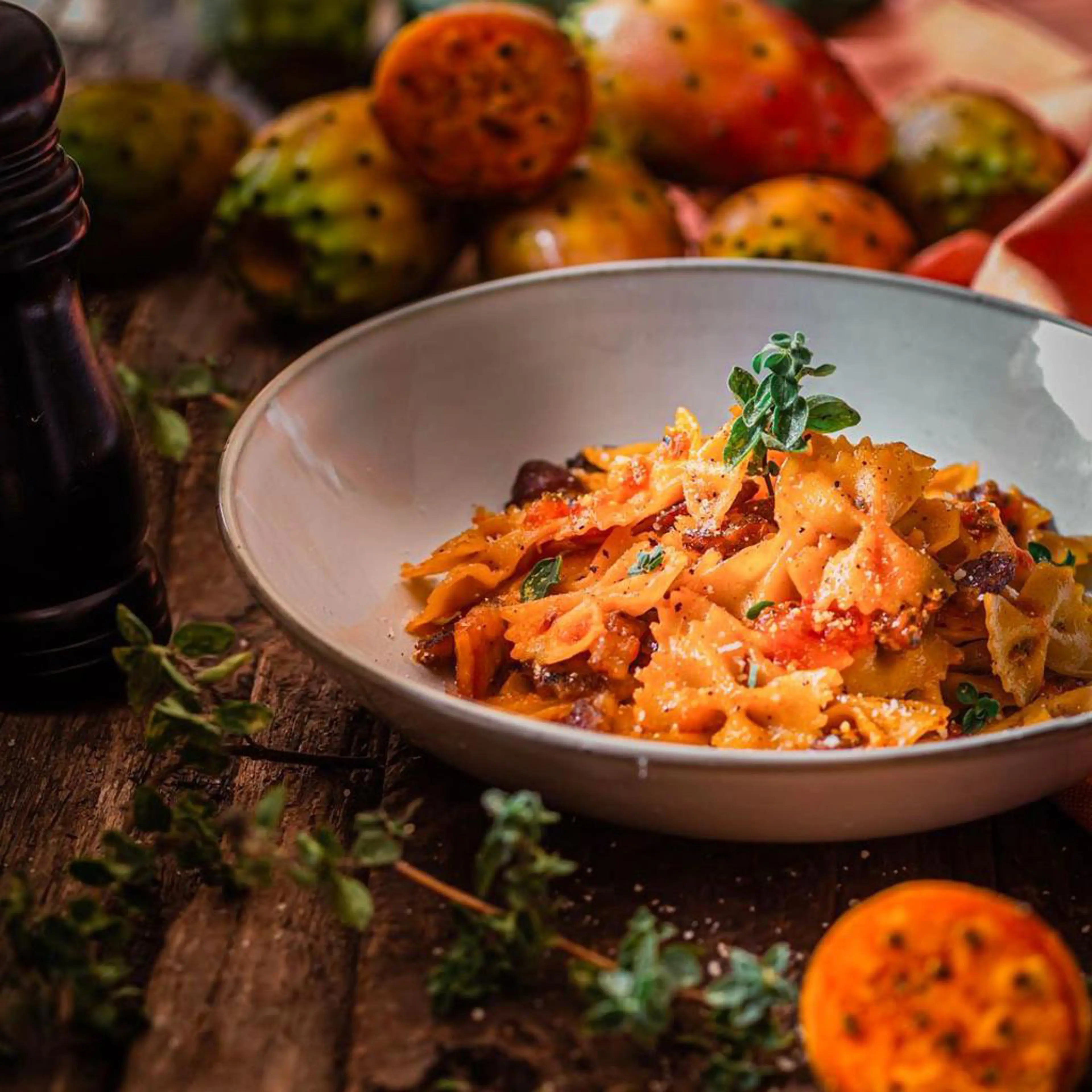 Pasta with prickly pears