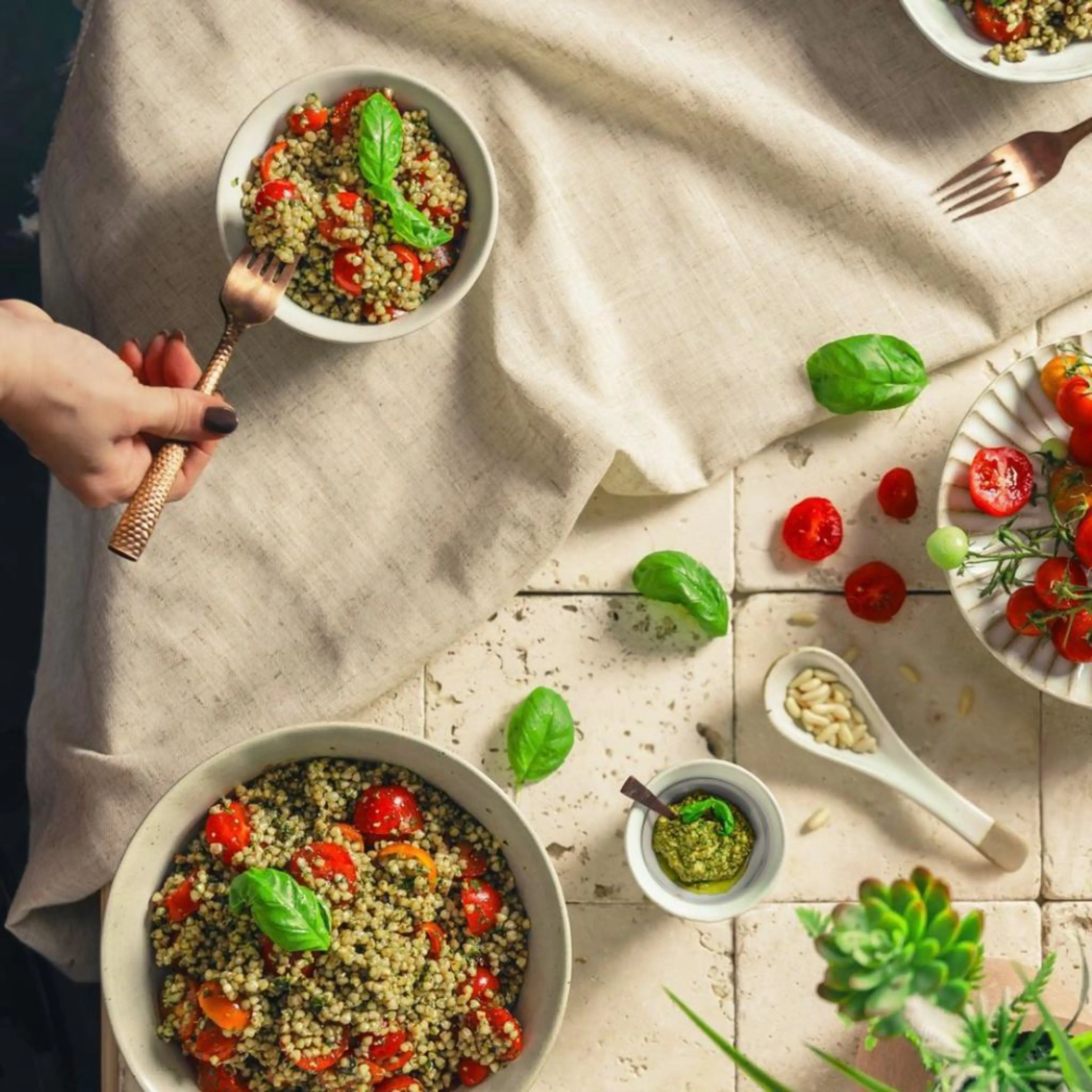 Buckwheat Salad with Basil Pesto and Cherry Tomatoes