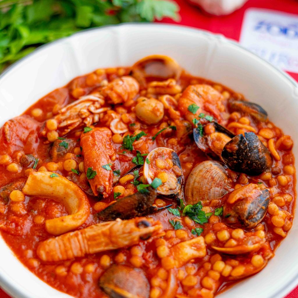 Fregola with seafood