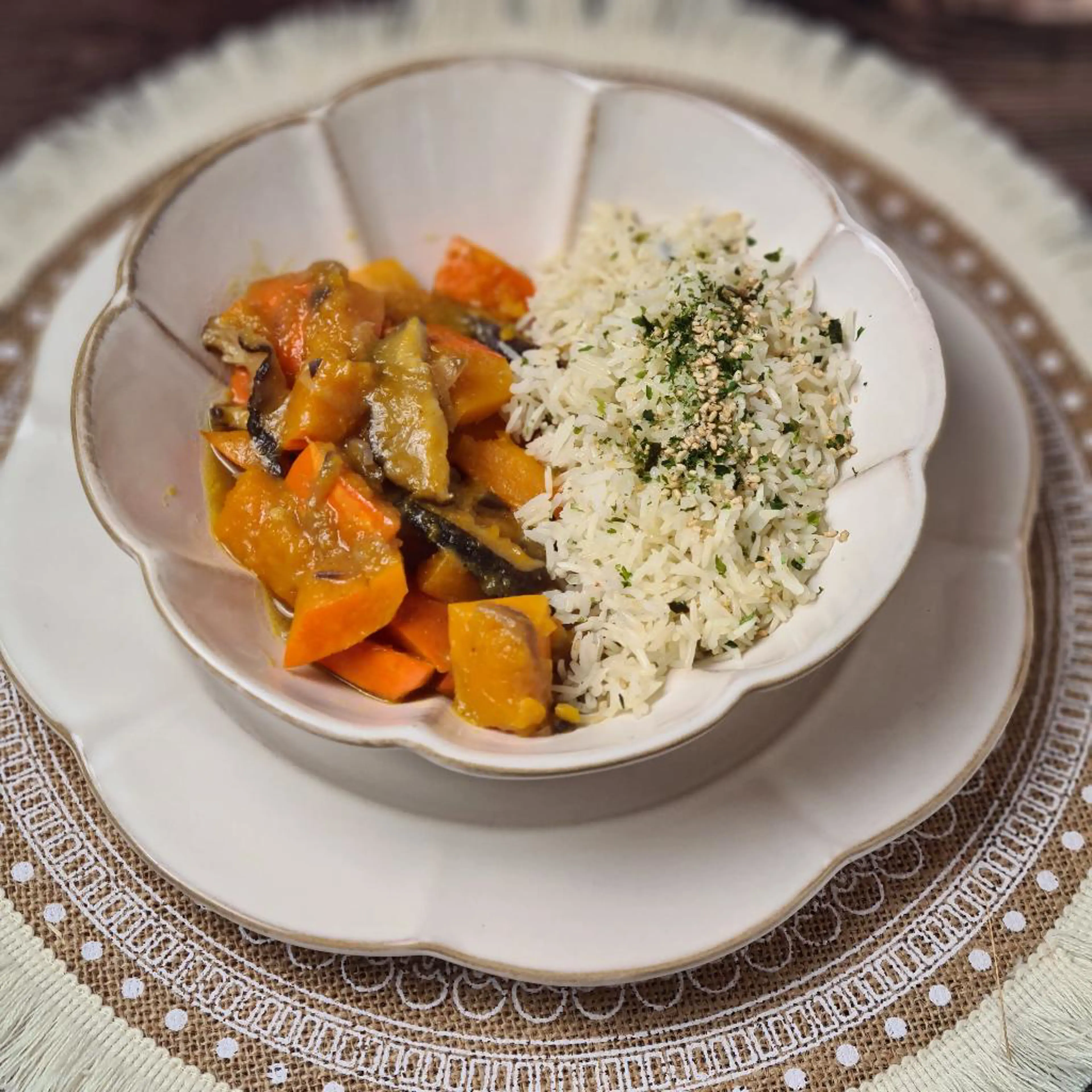 Japanese-style stewed pumpkin
