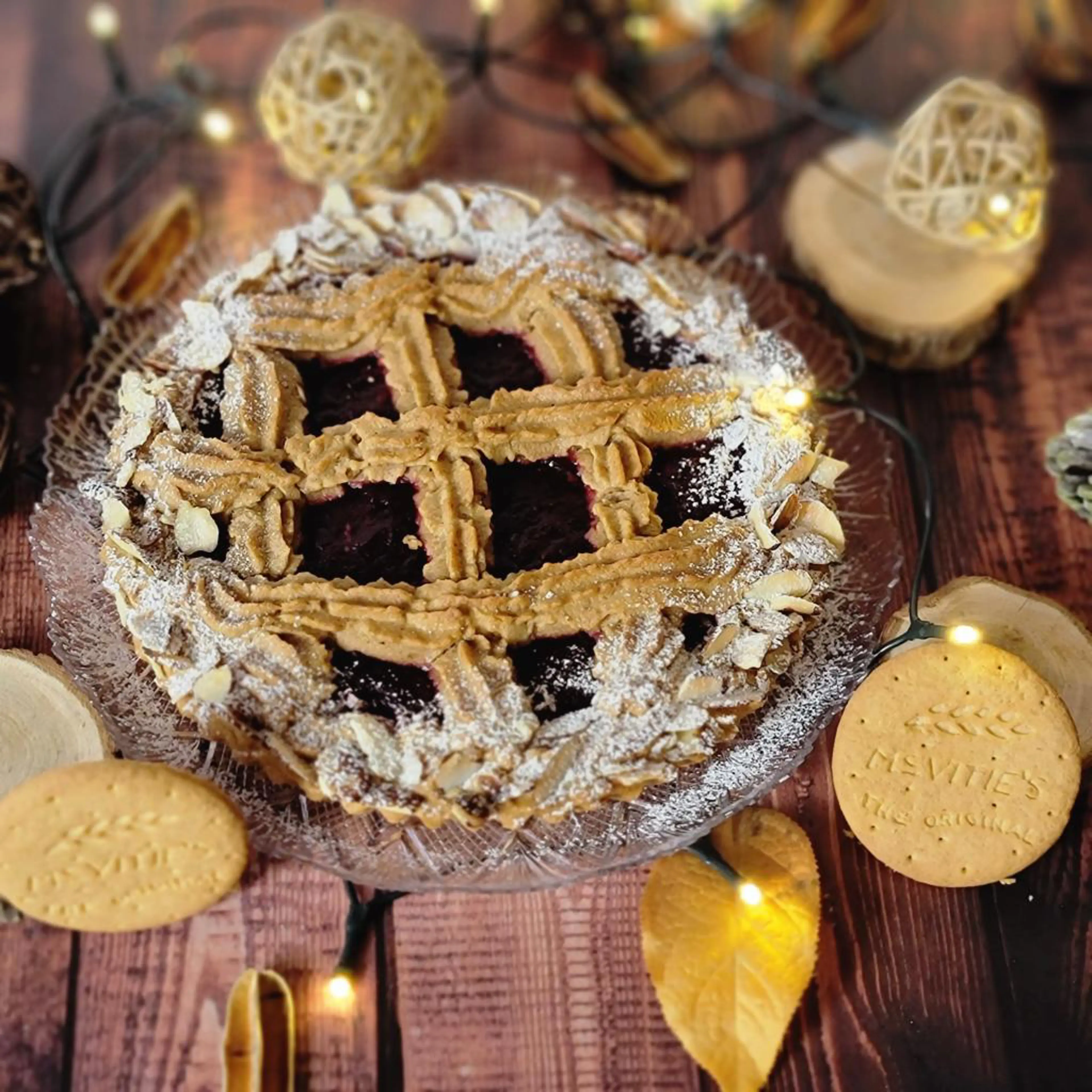 Linzer cake made with whipped biscuits