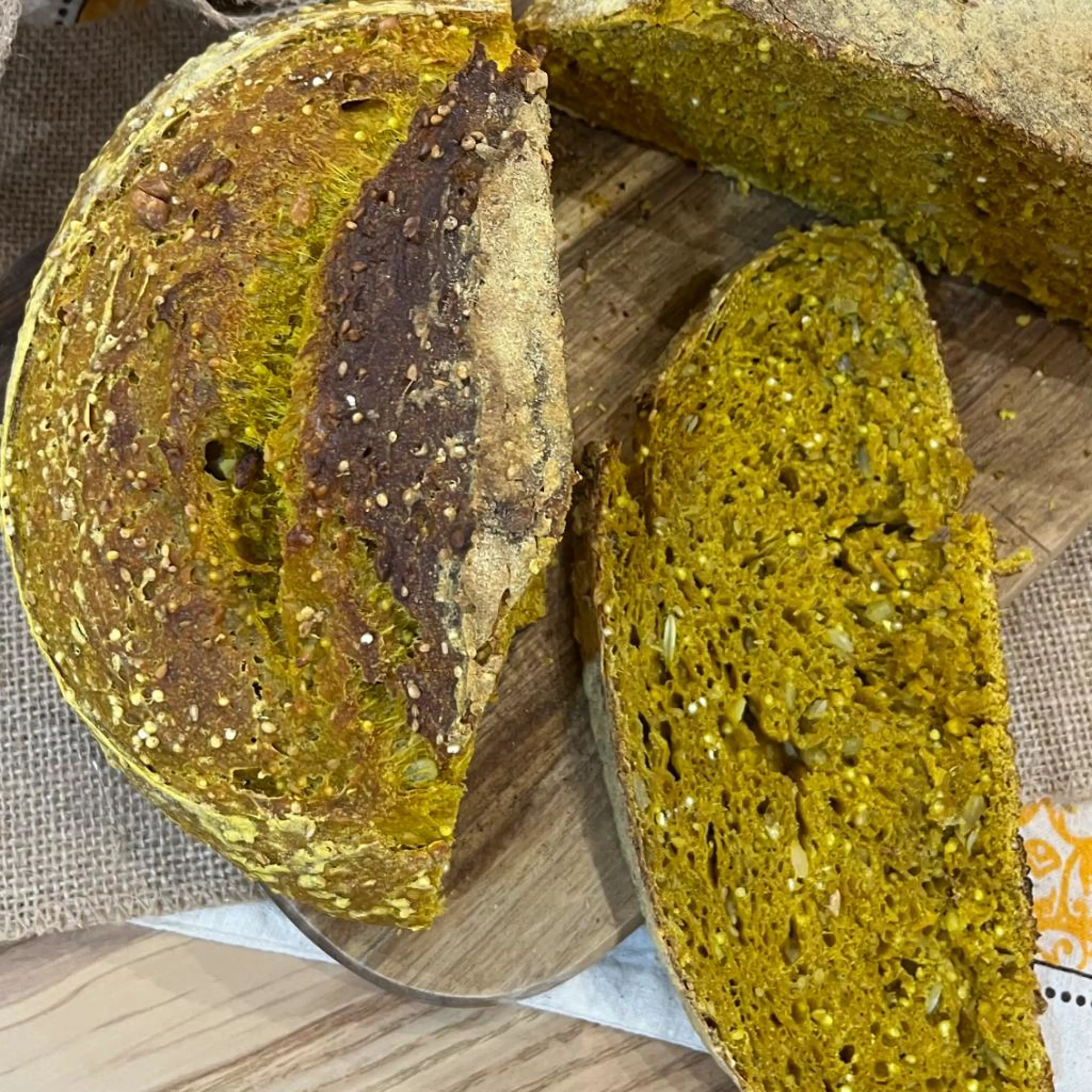 Turmeric and seed bread