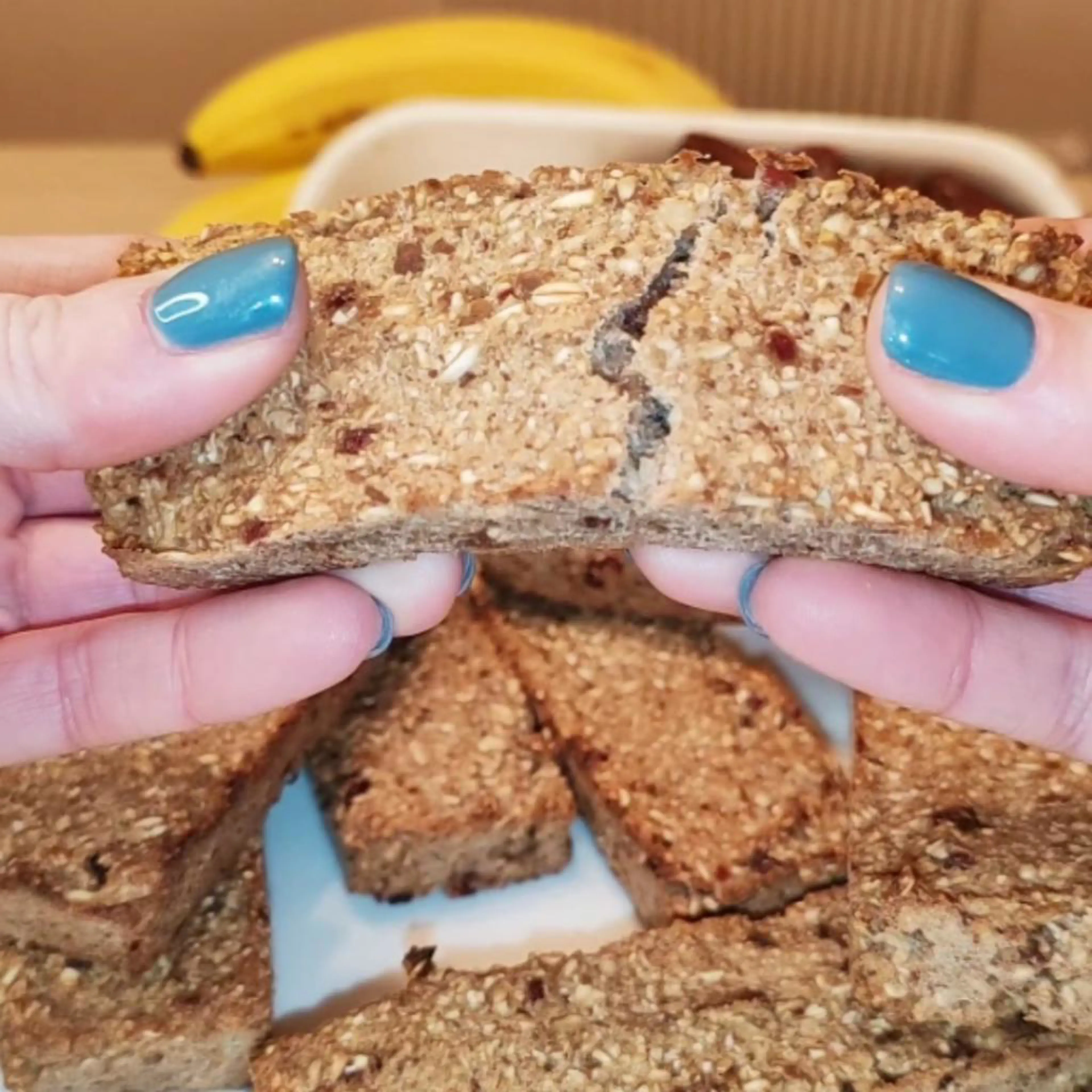 Banana, date, and hazelnut bars