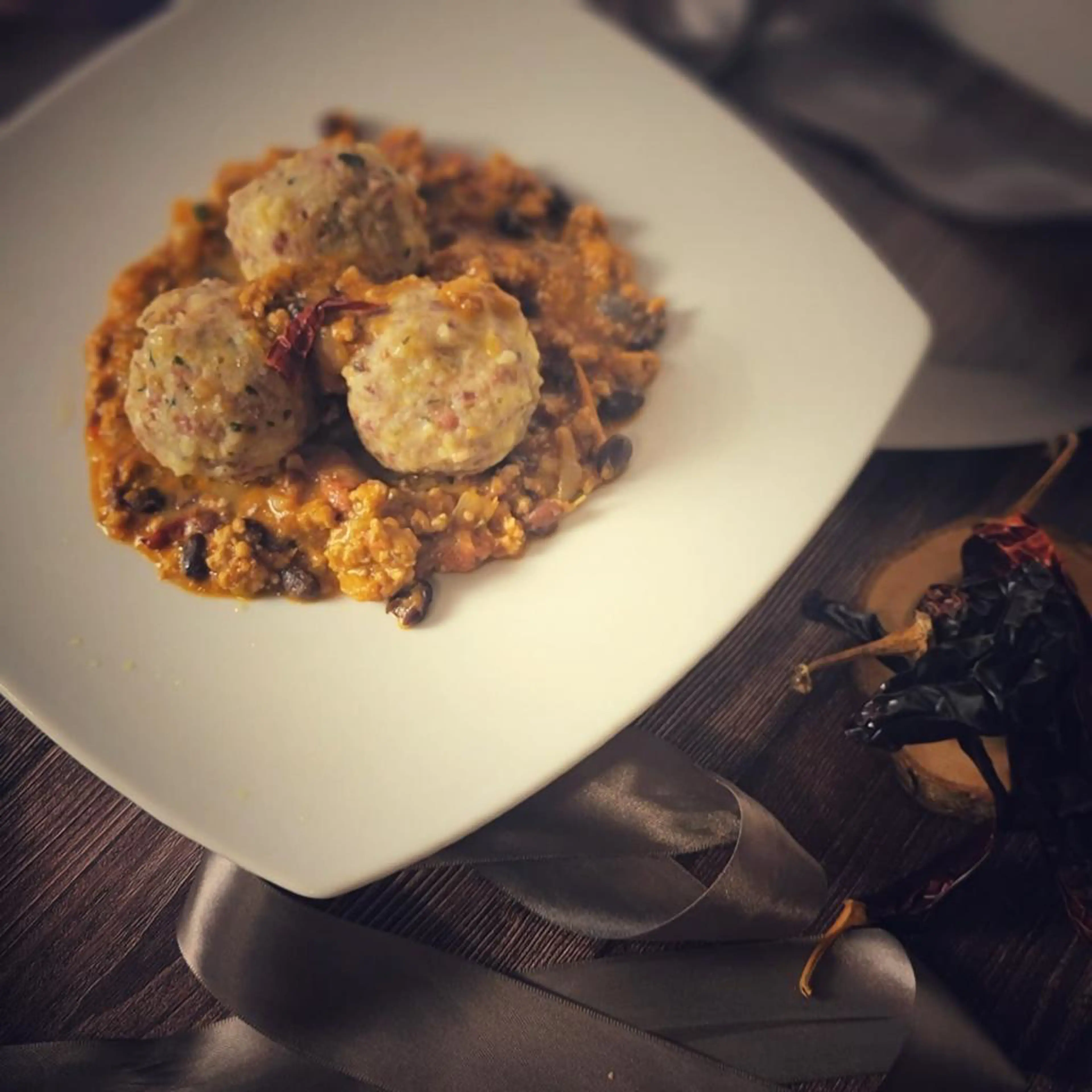Dumplings with Mexican sauce