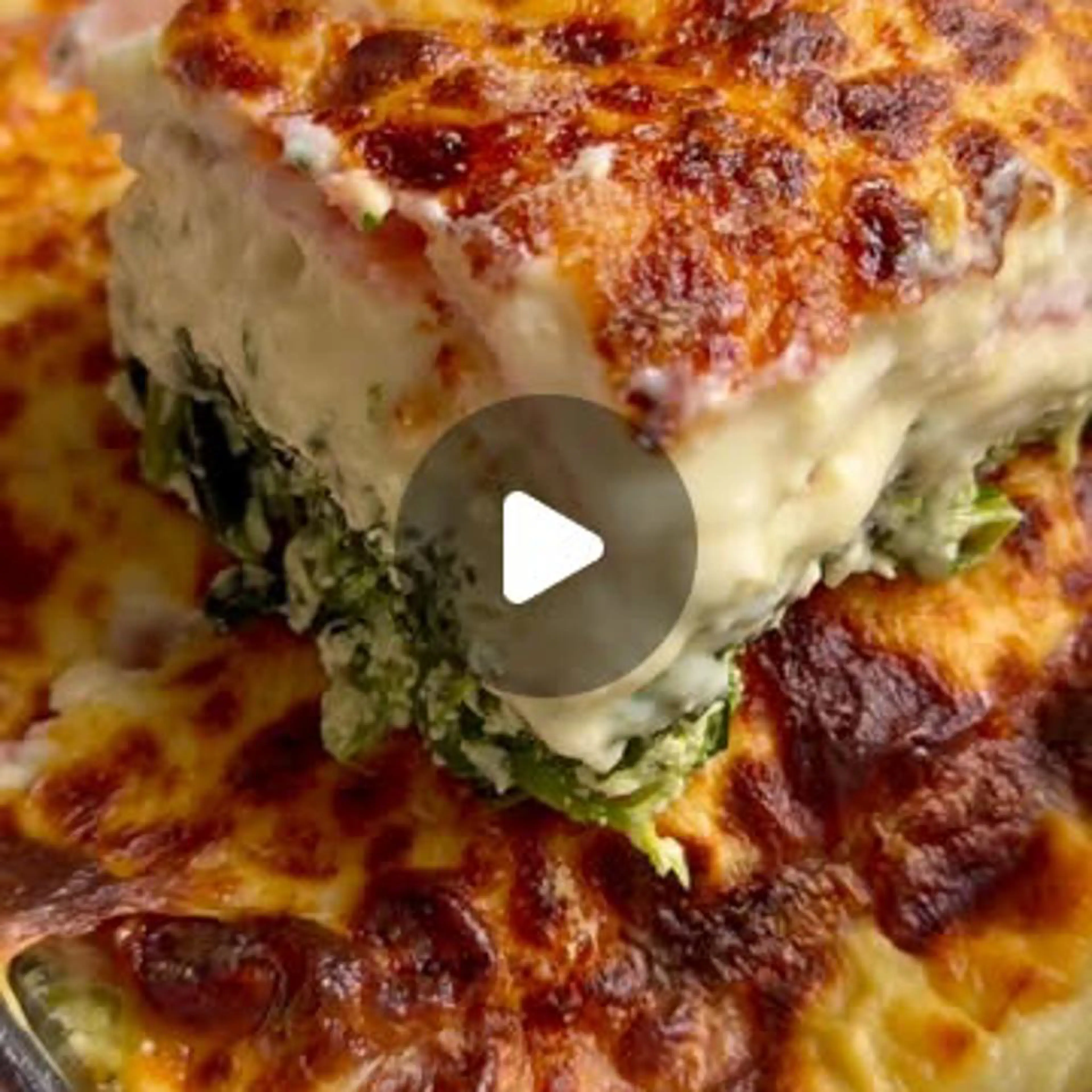 Spinach casserole with cooked ham and scamorza cheese