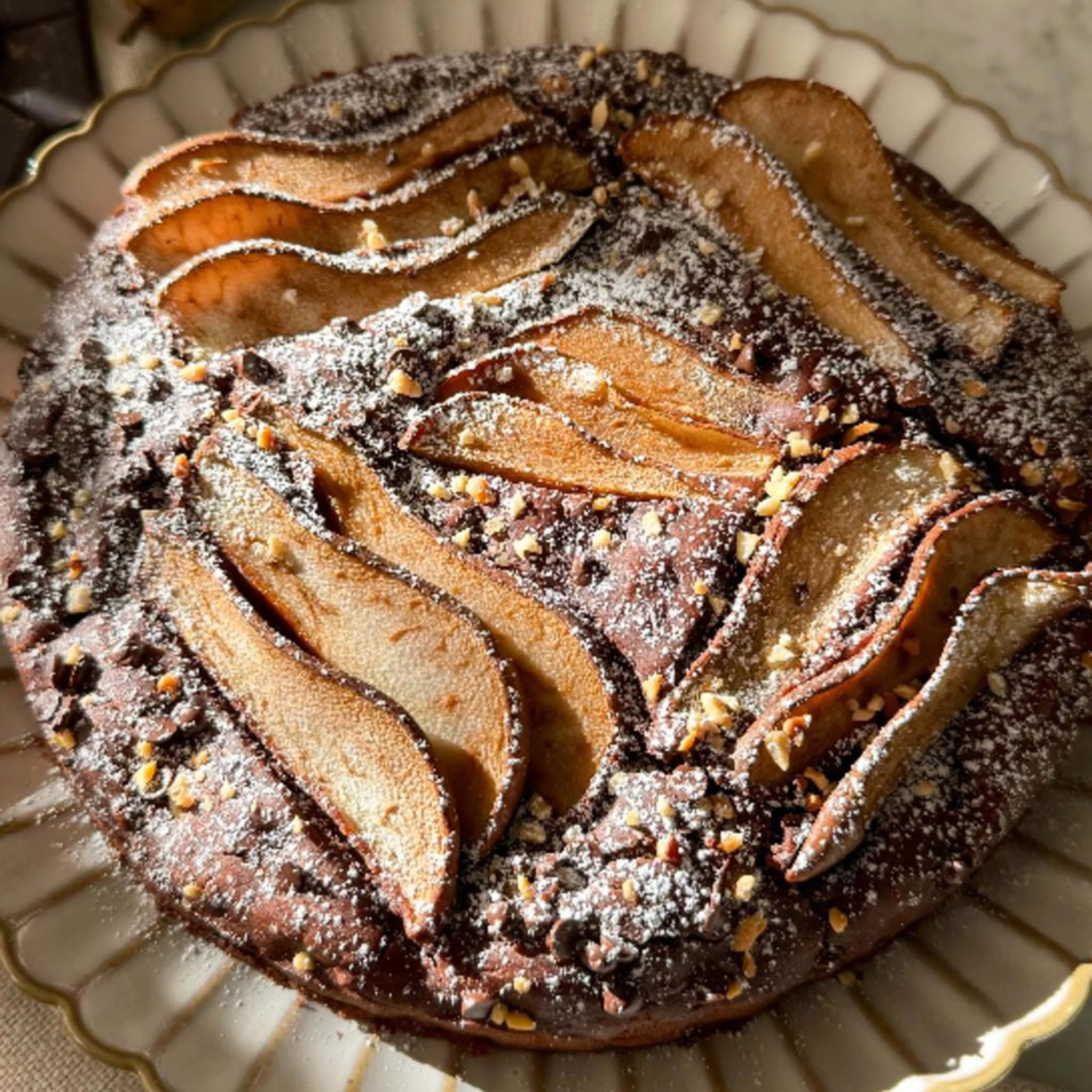 Torta pere e cioccolato senza uova, glutine e lattosio