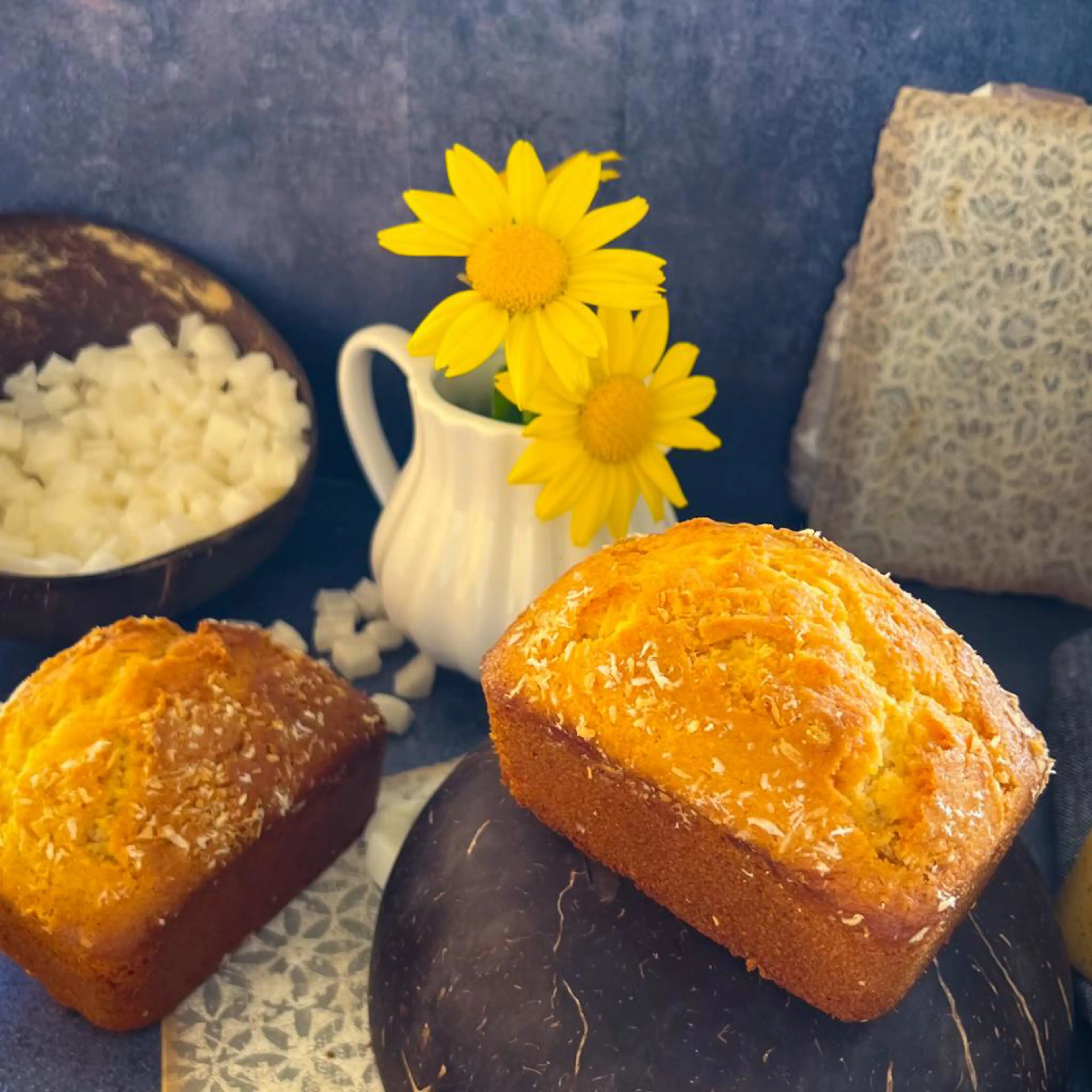 Mini coconut and lime loaf cakes