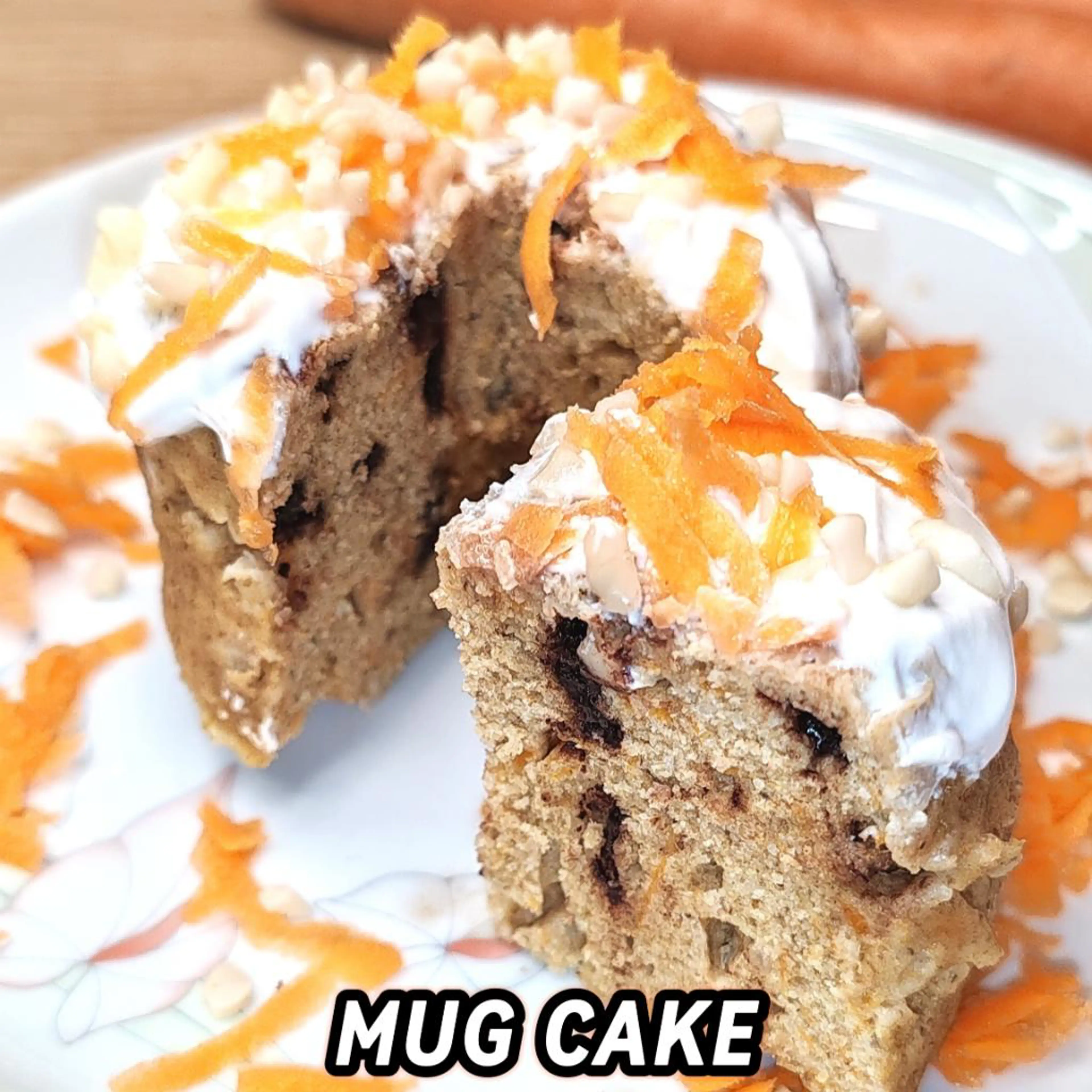 Protein mug cake with carrots and almonds