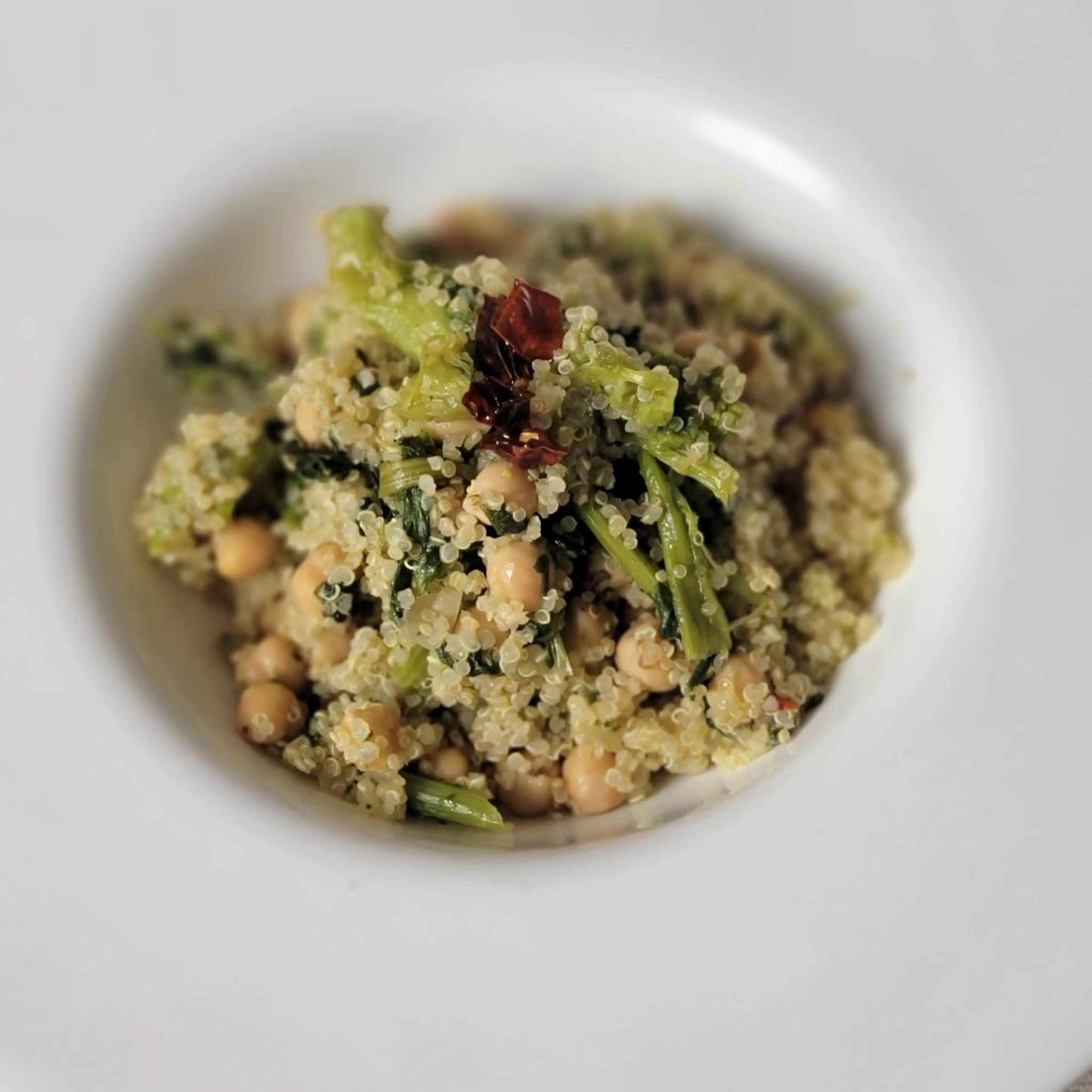 Quinoa with turnip greens and chickpeas
